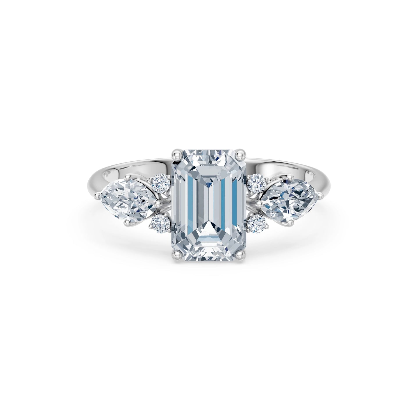 Emerald Lab Grown Diamond Side Stone Eternity Ring 2.0ct by Qutahia Jewellery