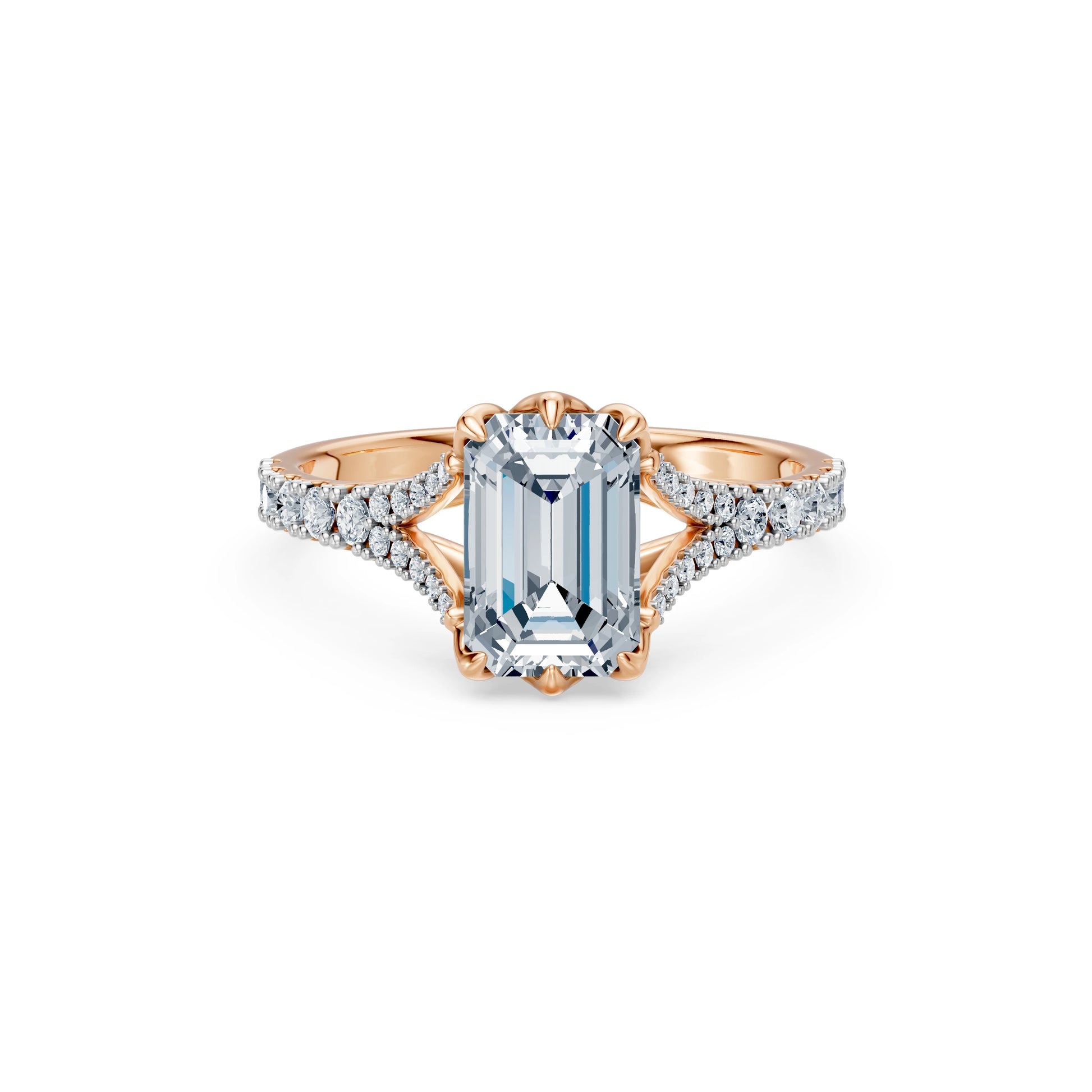 Emerald Lab Grown Diamond Micro Pave Eternity Ring 2.0ct by Qutahia Jewellery