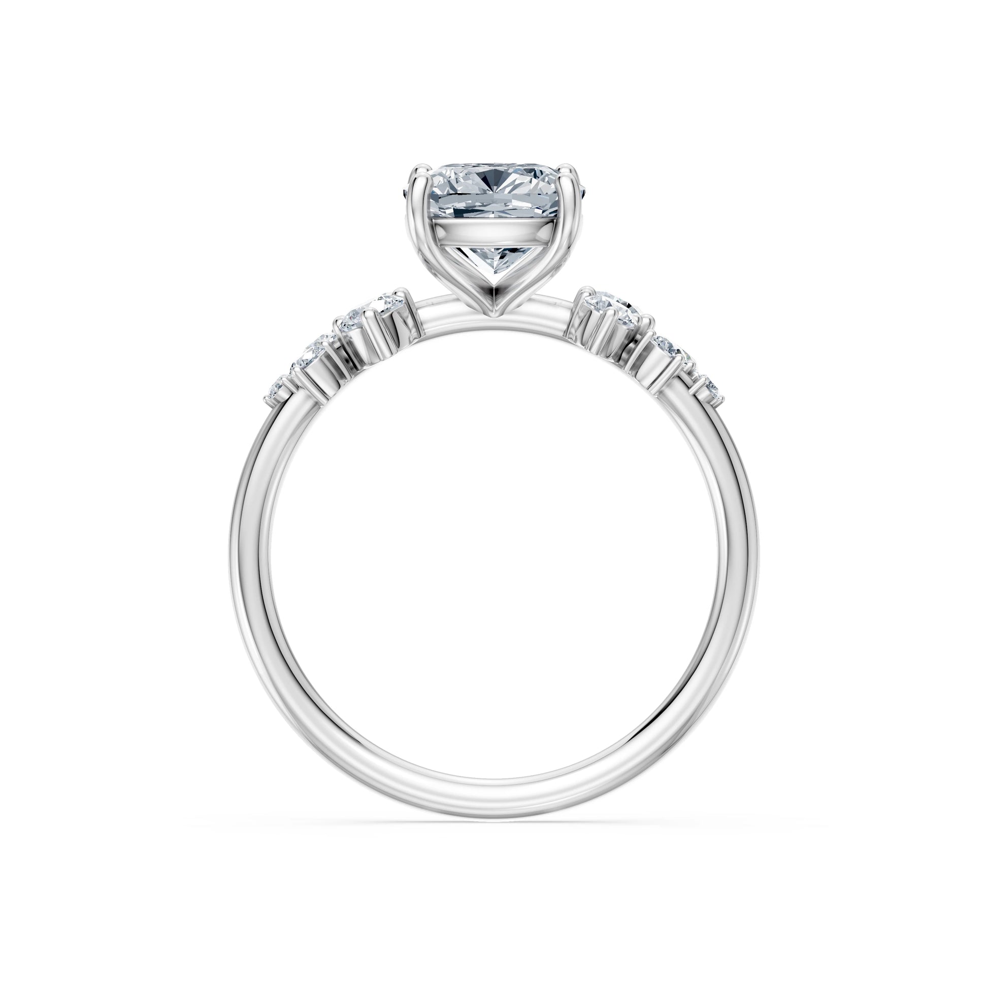 Cushion Lab Grown Diamond Classic Pave Eternity Ring 2.0ct by Qutahia Jewellery