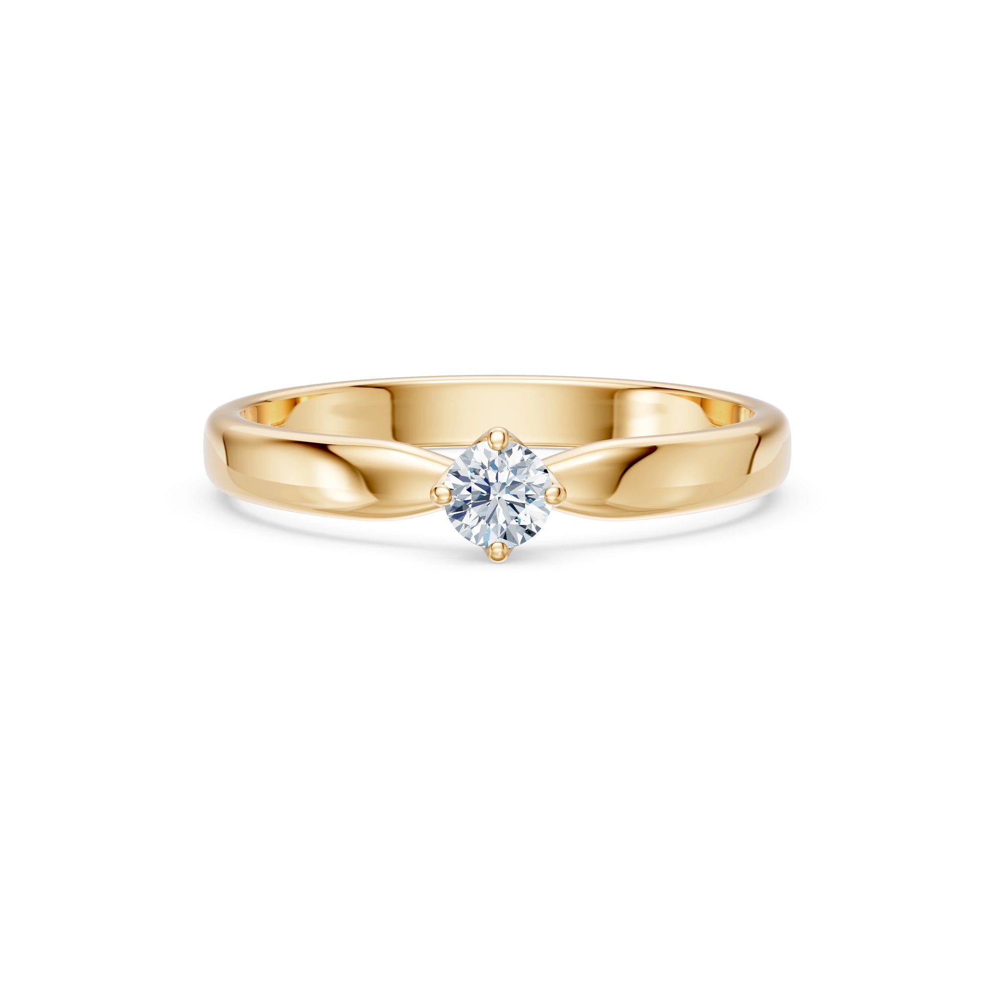 Round Brilliant Diamond Wide Solitaire Engagement Ring 0.2ct by Qutahia Jewellery