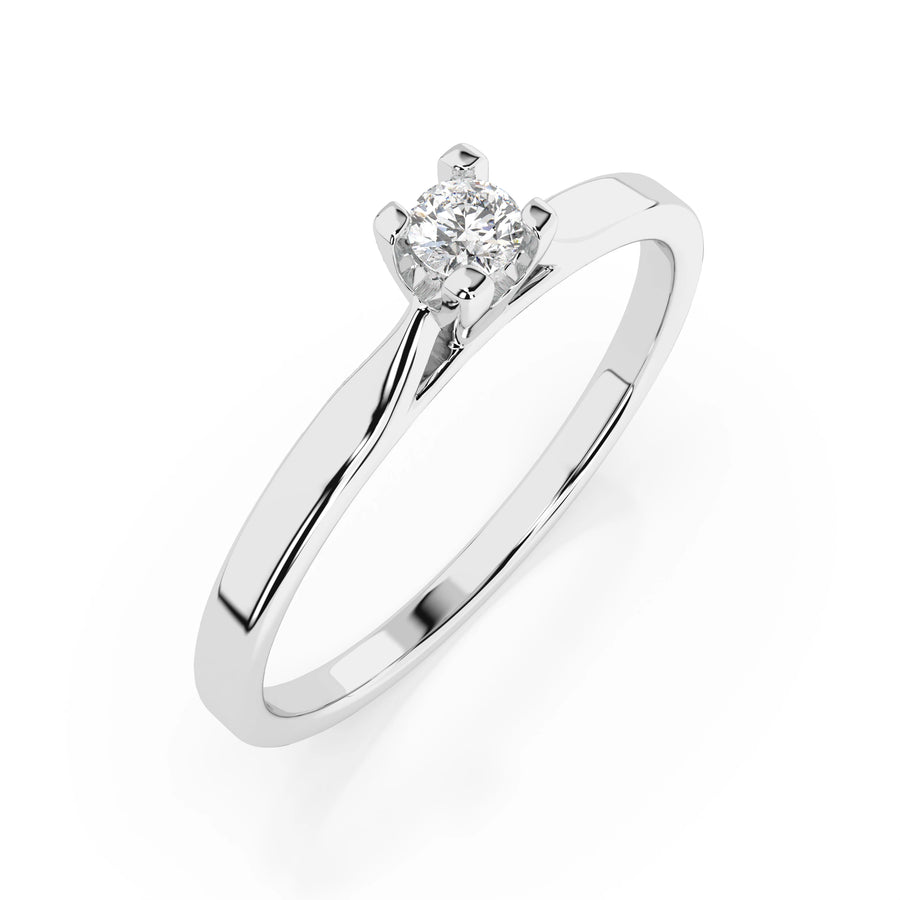 Solitaire Diamond Ring Round 0.06ct by Qutahia Jewellery