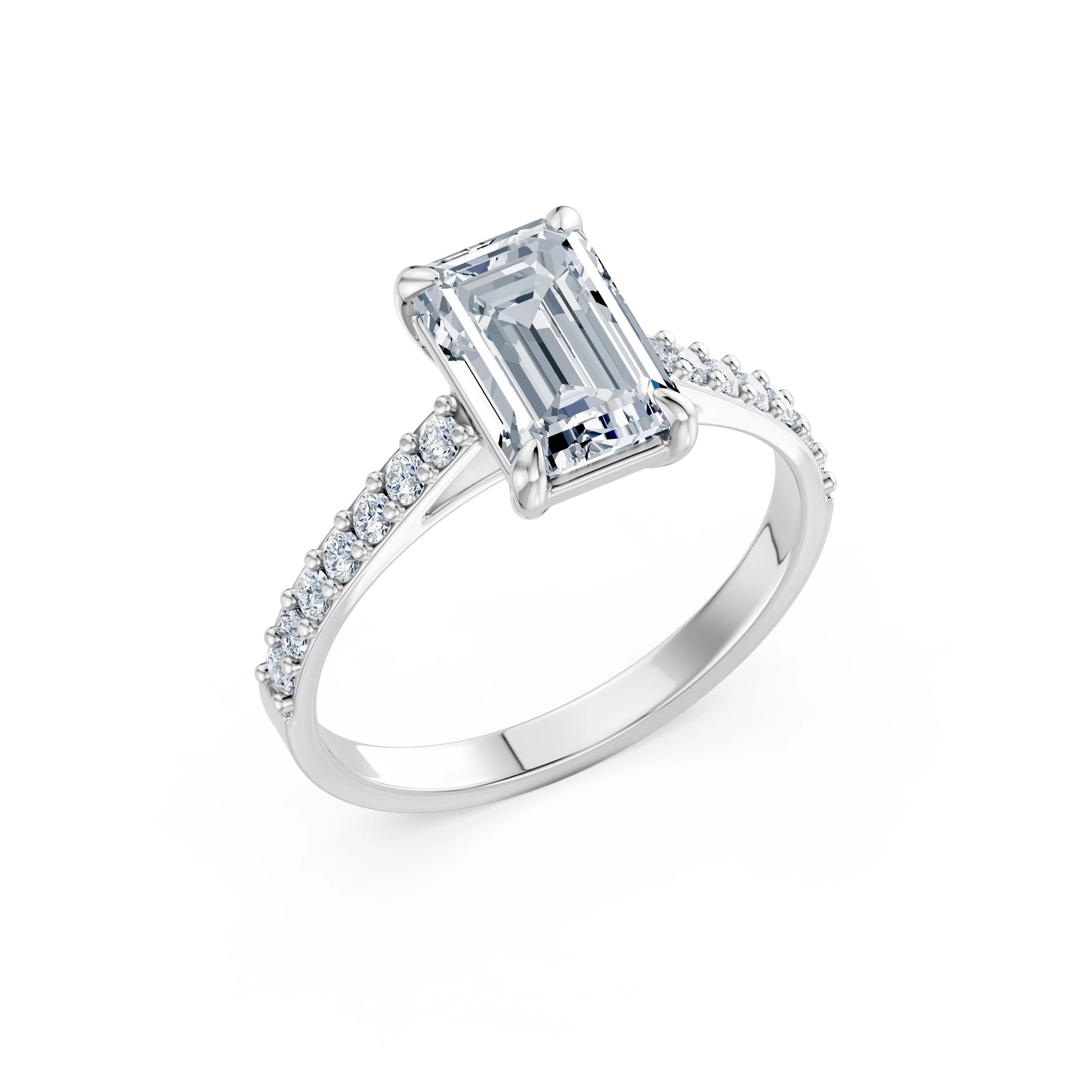 Emerald Lab Grown Diamond Slim Pave Eternity Ring 2.0ct by Qutahia Jewellery