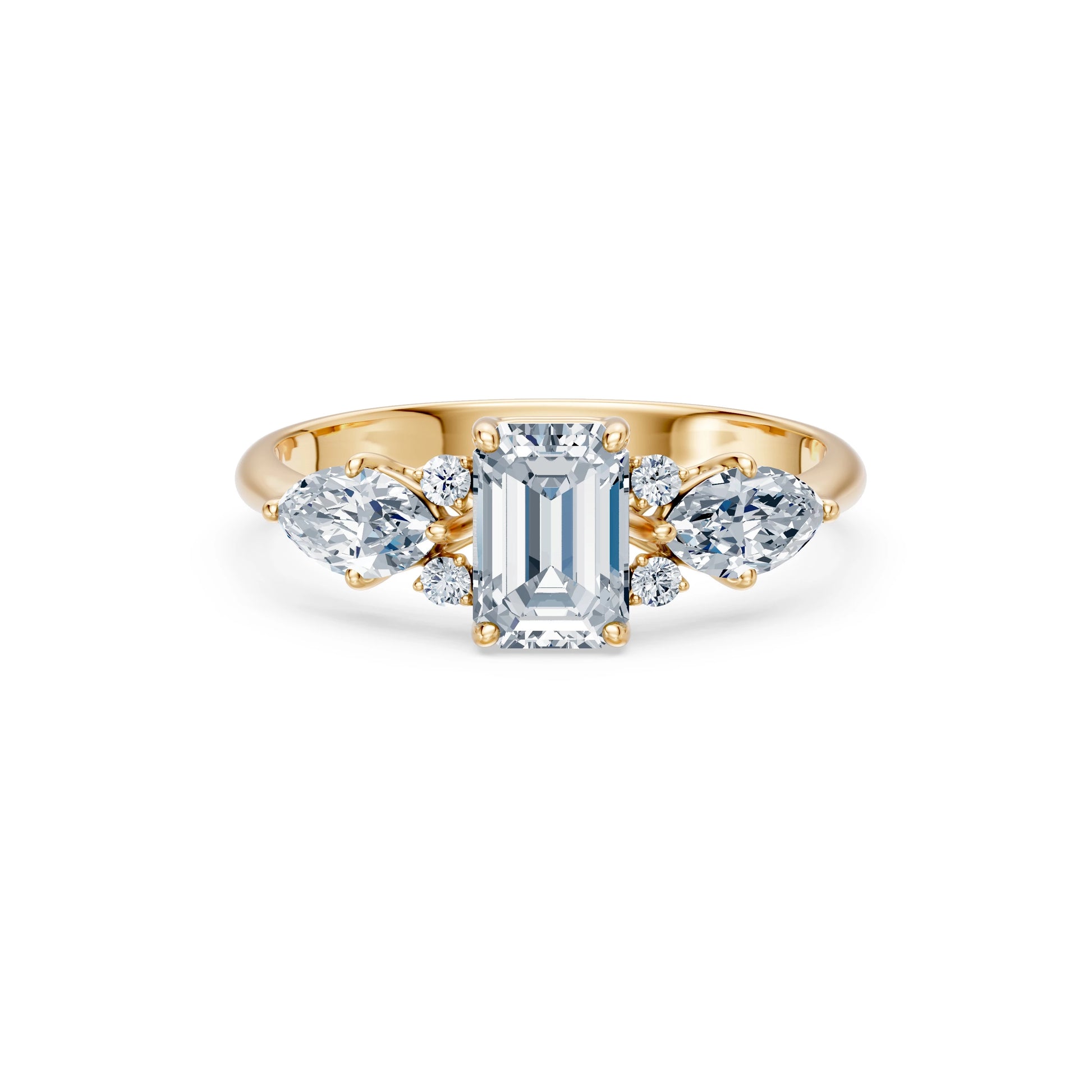 Emerald Lab Grown Diamond Side Stone Eternity Ring 1.0ct by Qutahia Jewellery