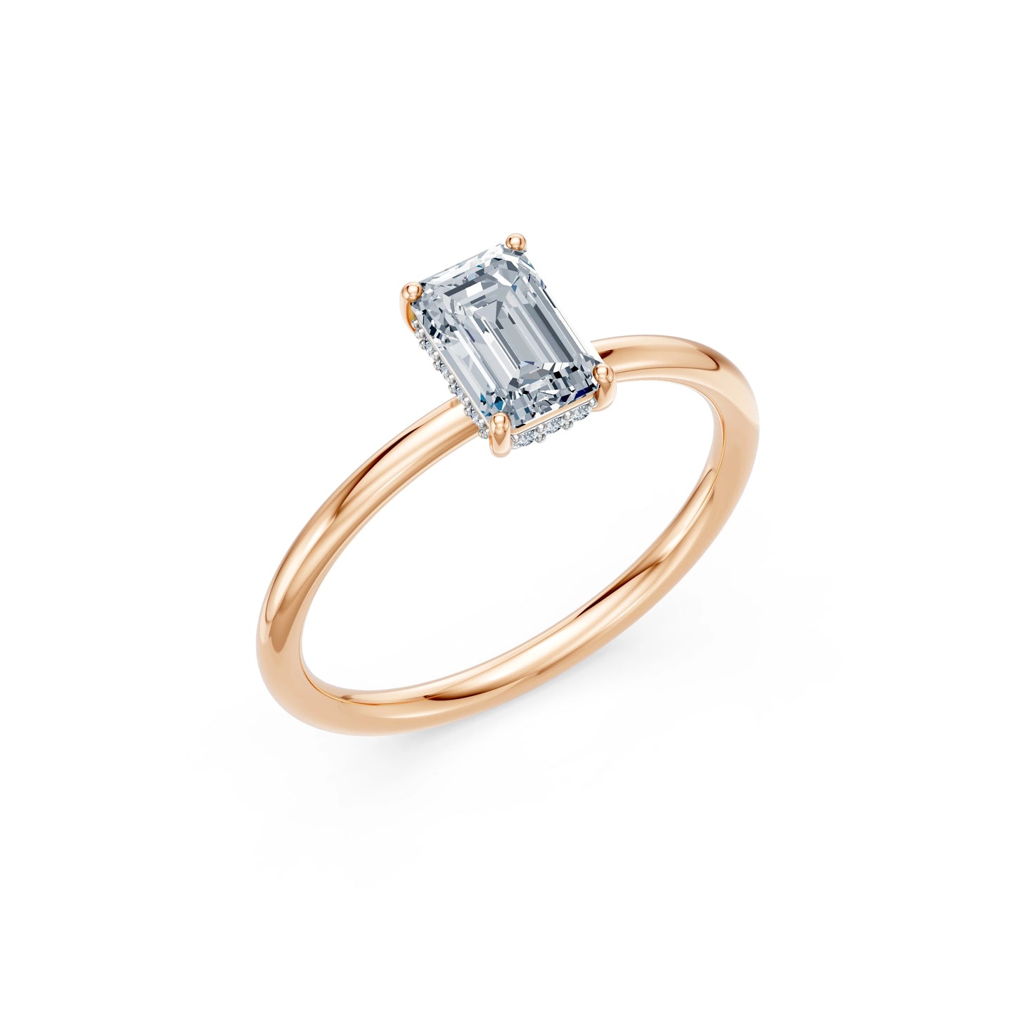 Emerald Lab Grown Diamond Micro Pave Engagement Ring 1.0ct by Qutahia Jewellery