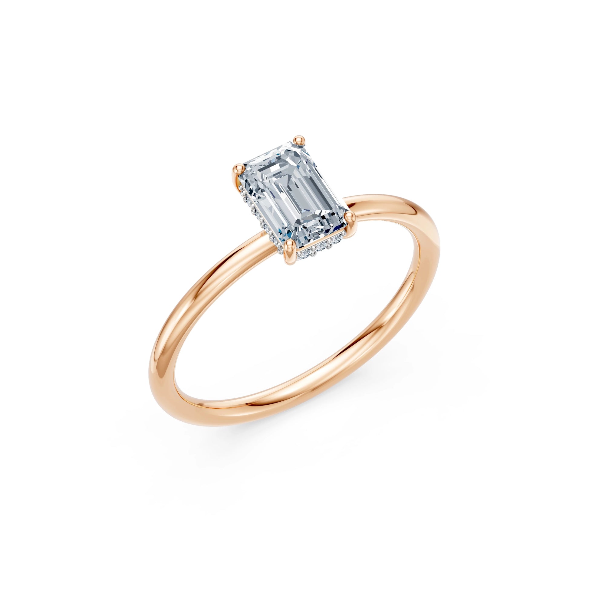 Emerald Lab Grown Diamond Micro Pave Engagement Ring 1.0ct by Qutahia Jewellery