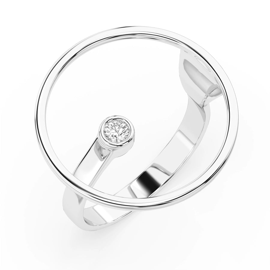 Minimalist Diamond Ring Round 0.03ct by Qutahia Jewellery