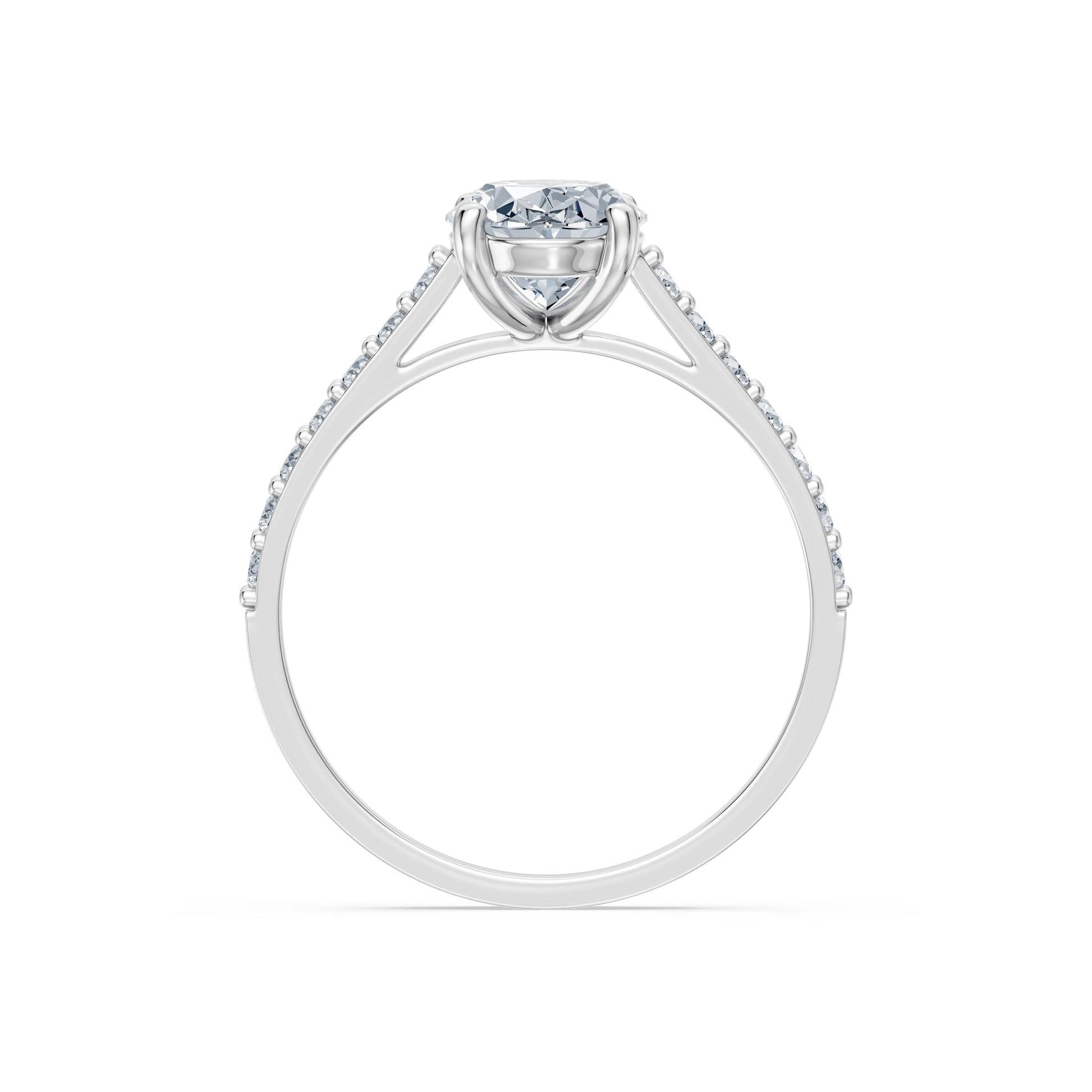 Oval Lab Grown Diamond Slim Pave Eternity Ring 1.5ct by Qutahia Jewellery