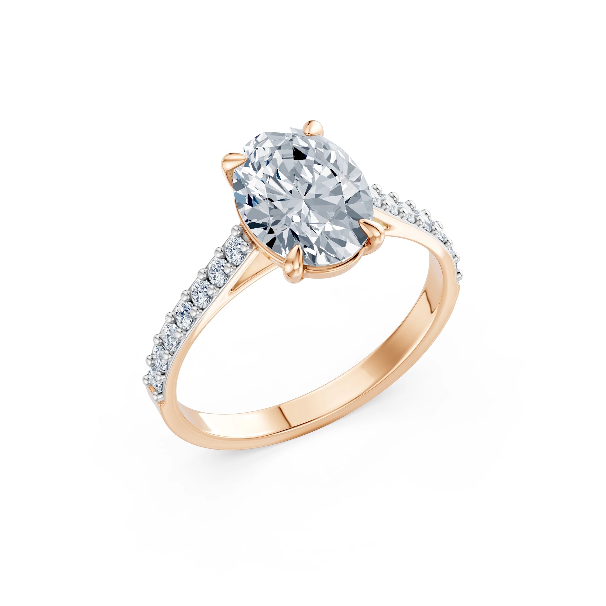 Oval Lab Grown Diamond Slim Pave Eternity Ring 2.0ct by Qutahia Jewellery