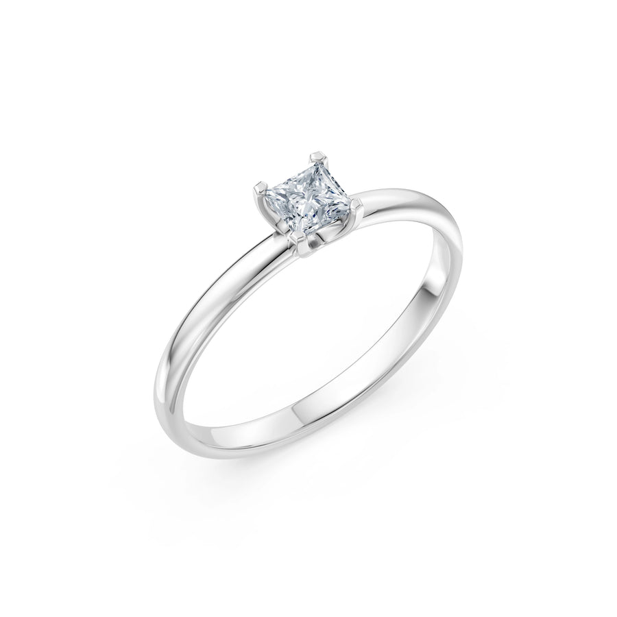 Solitaire Diamond Ring Princess 0.3ct by Qutahia Jewellery