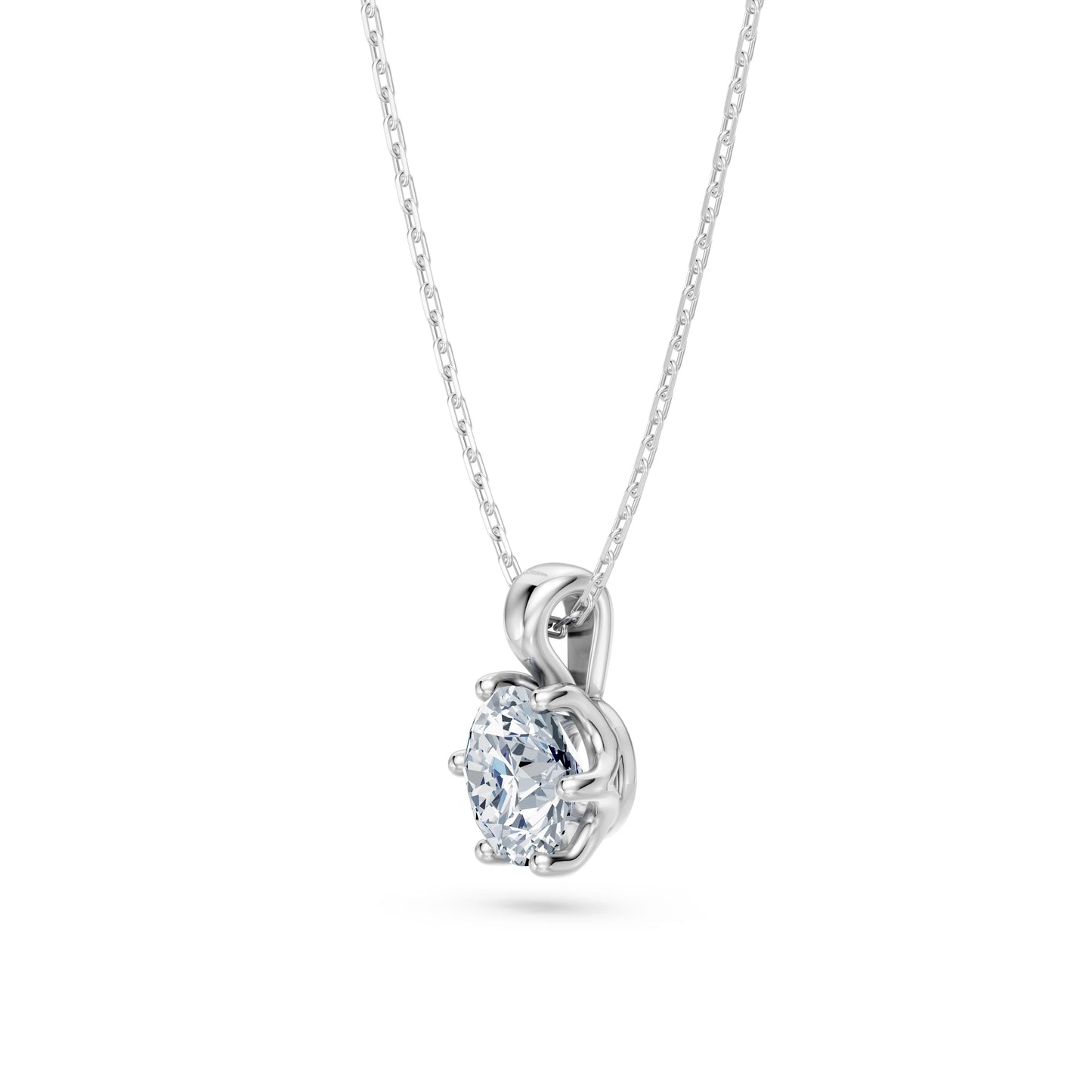 Round Brilliant Diamond Classic Solitaire Necklace 0.7ct by Qutahia Jewellery