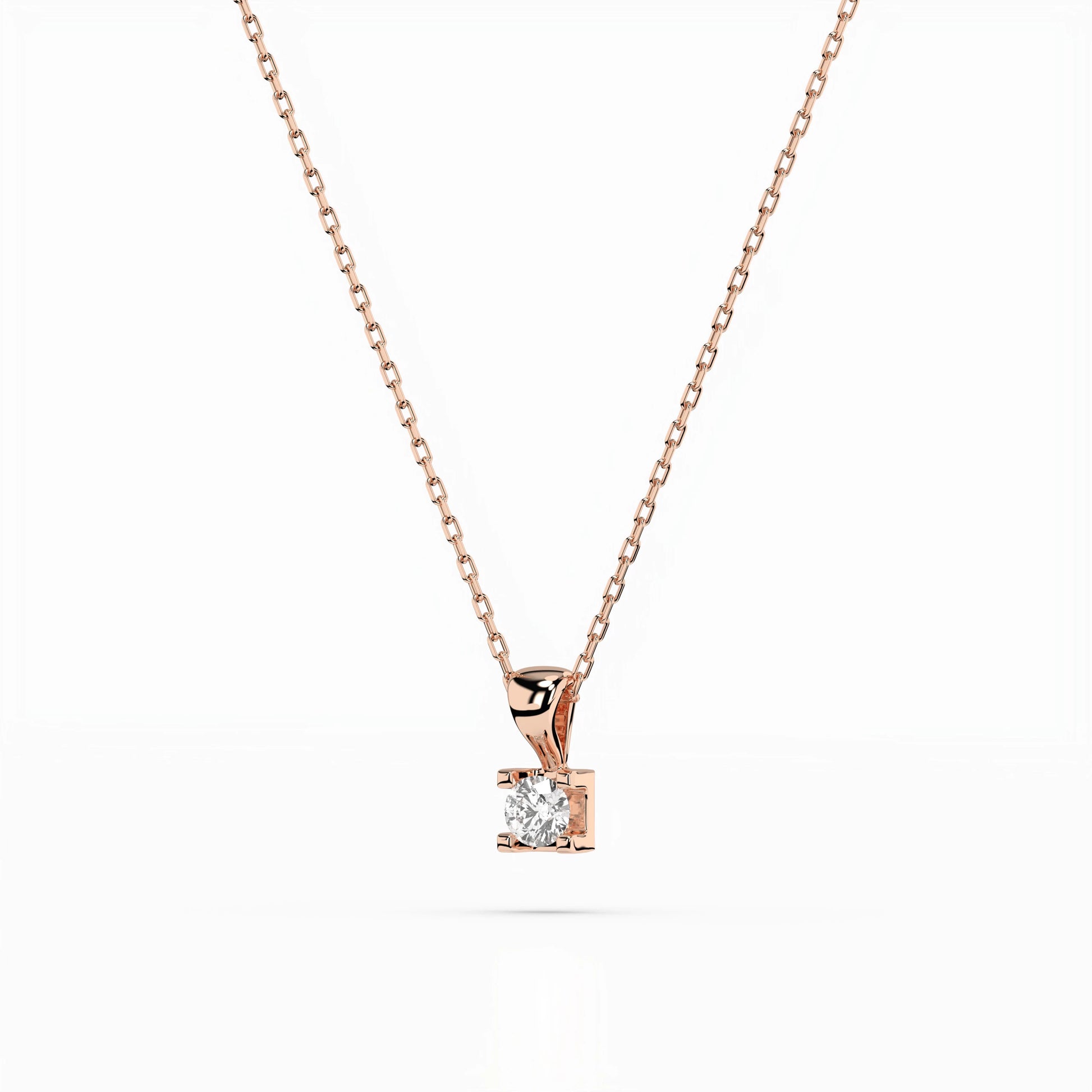 Solitaire Necklace (Round), 0.08 ct — 104-10013(2.7)