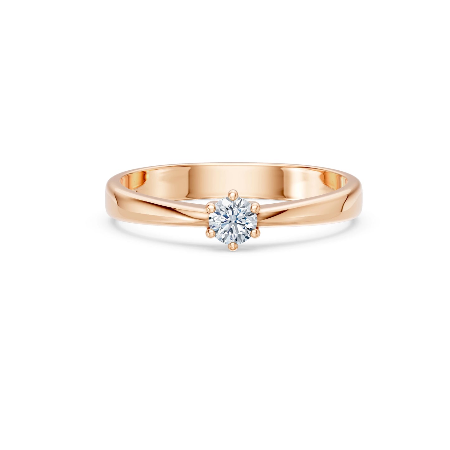 Round Brilliant Diamond Classic Solitaire Engagement Ring 0.2ct by Qutahia Jewellery