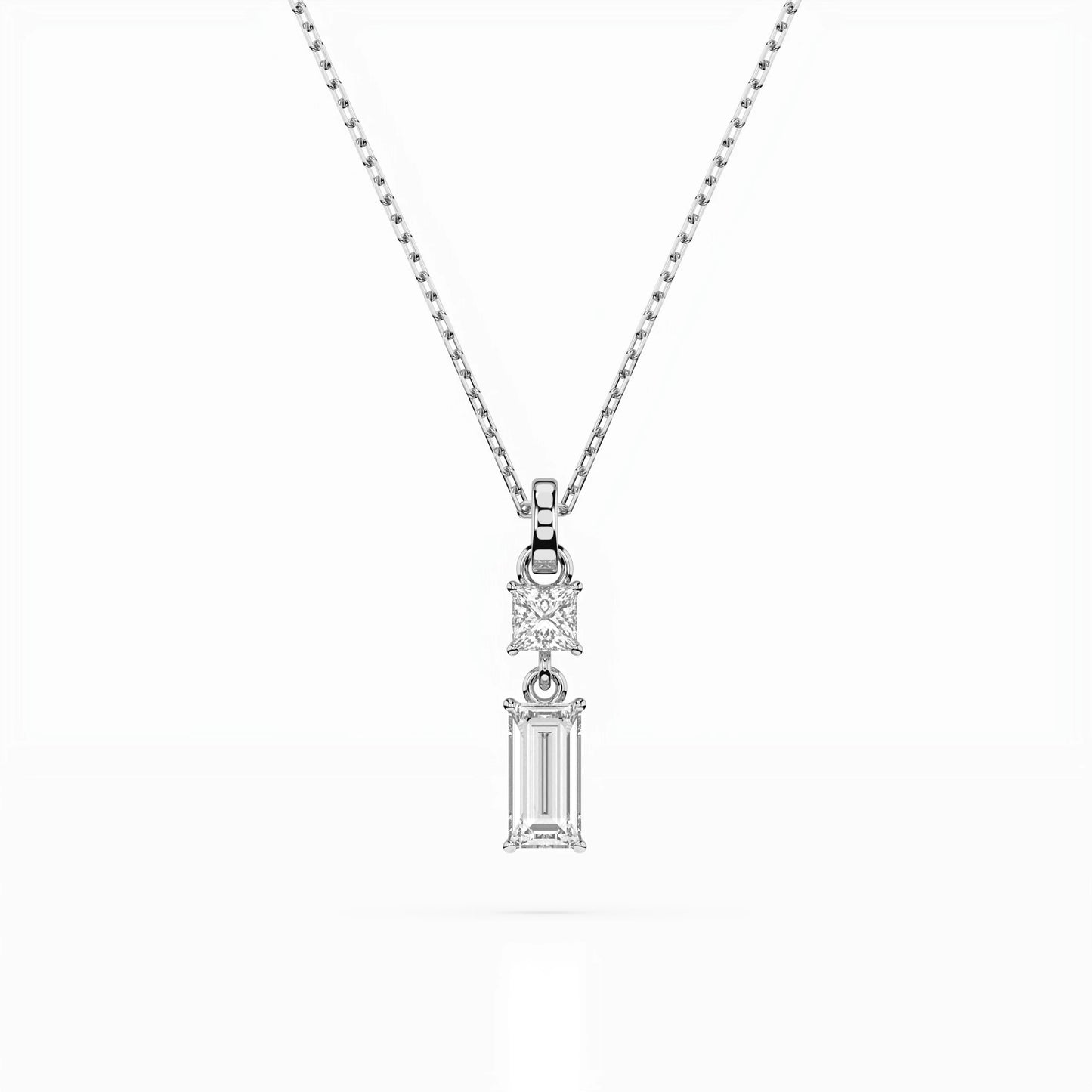 Solitaire Necklace (Baguette), 0.1 ct — 104-10071/1(0.30)BAQ