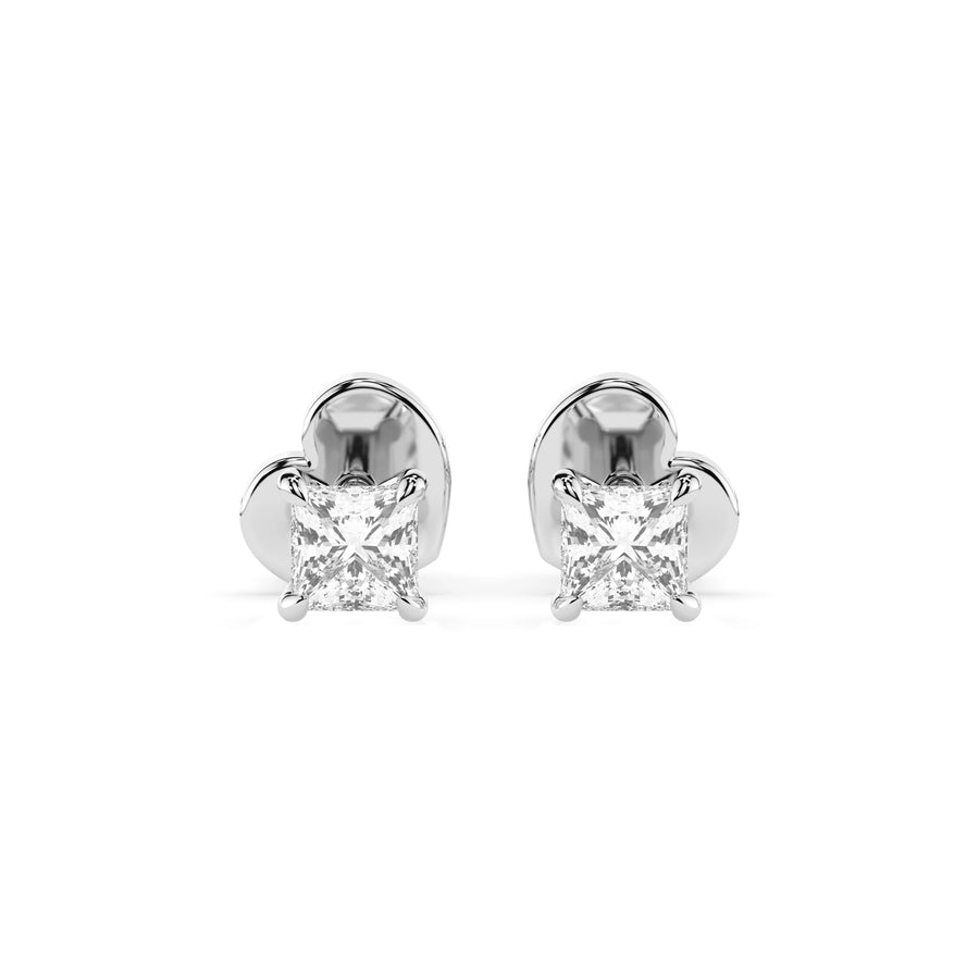 Diamond Stud Earrings Princess 0.2ct by Qutahia Jewellery