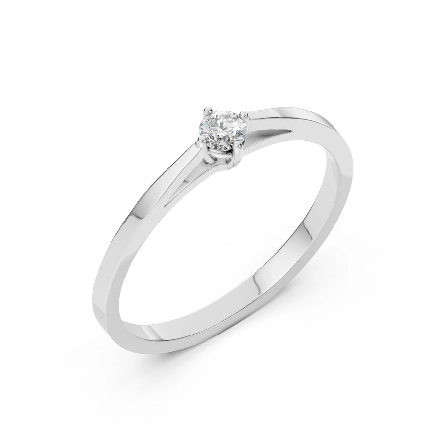 Solitaire Diamond Ring Round 0.1ct by Qutahia Jewellery