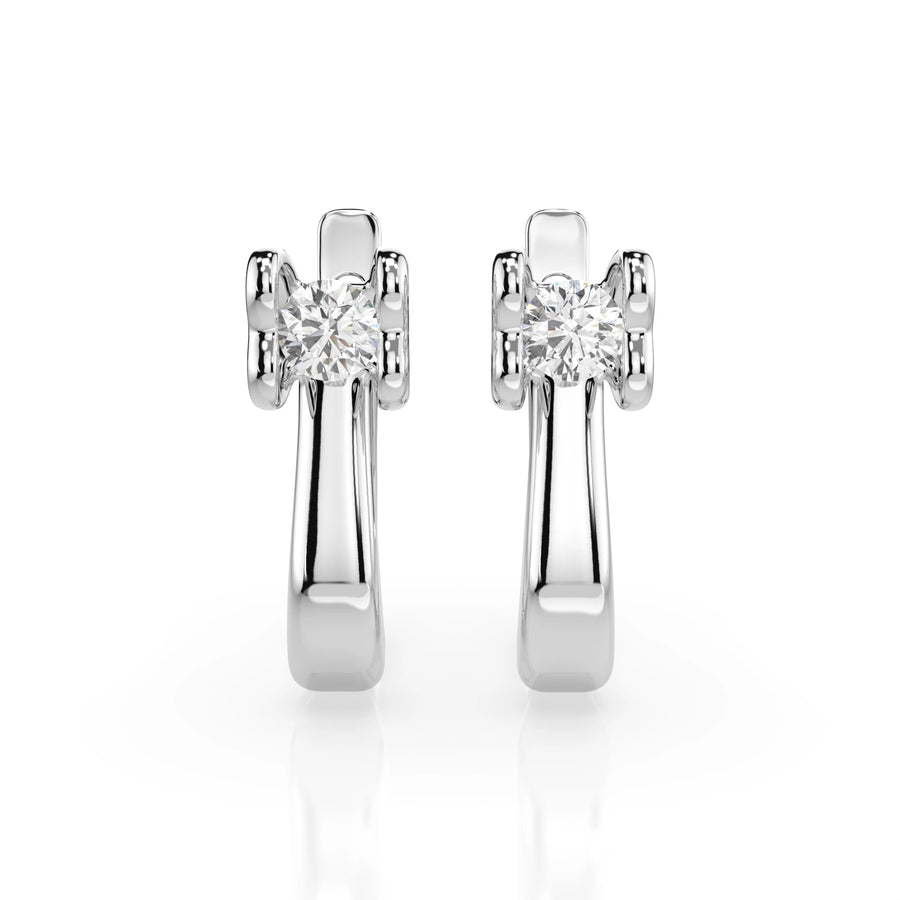 Small Diamond Earrings Round 0.2ct by Qutahia Jewellery