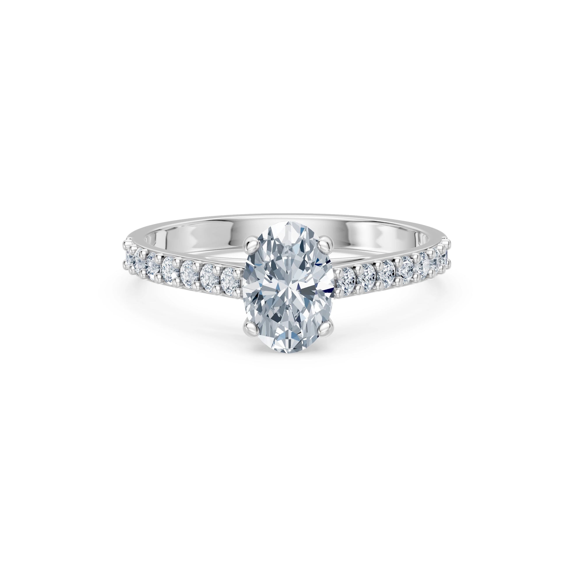 Oval Lab Grown Diamond Slim Pave Eternity Ring 1.0ct by Qutahia Jewellery