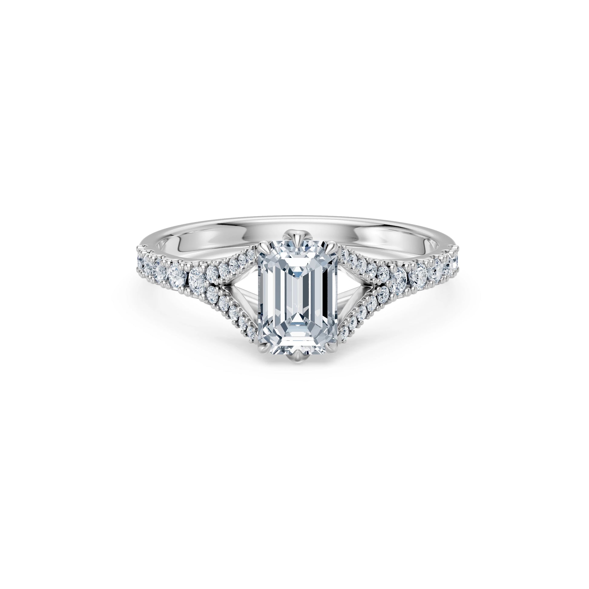 Emerald Lab Grown Diamond Micro Pave Eternity Ring 1.0ct by Qutahia Jewellery