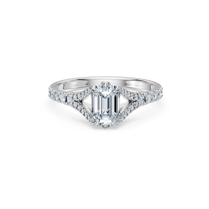 Emerald Lab Grown Diamond Micro Pave Eternity Ring 1.0ct by Qutahia Jewellery