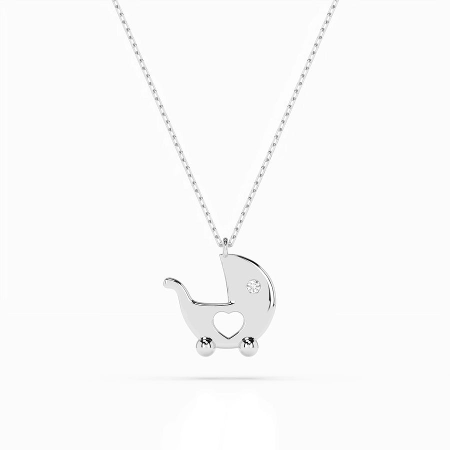 Delicate Diamond Necklace Round 0.01ct by Qutahia Jewellery