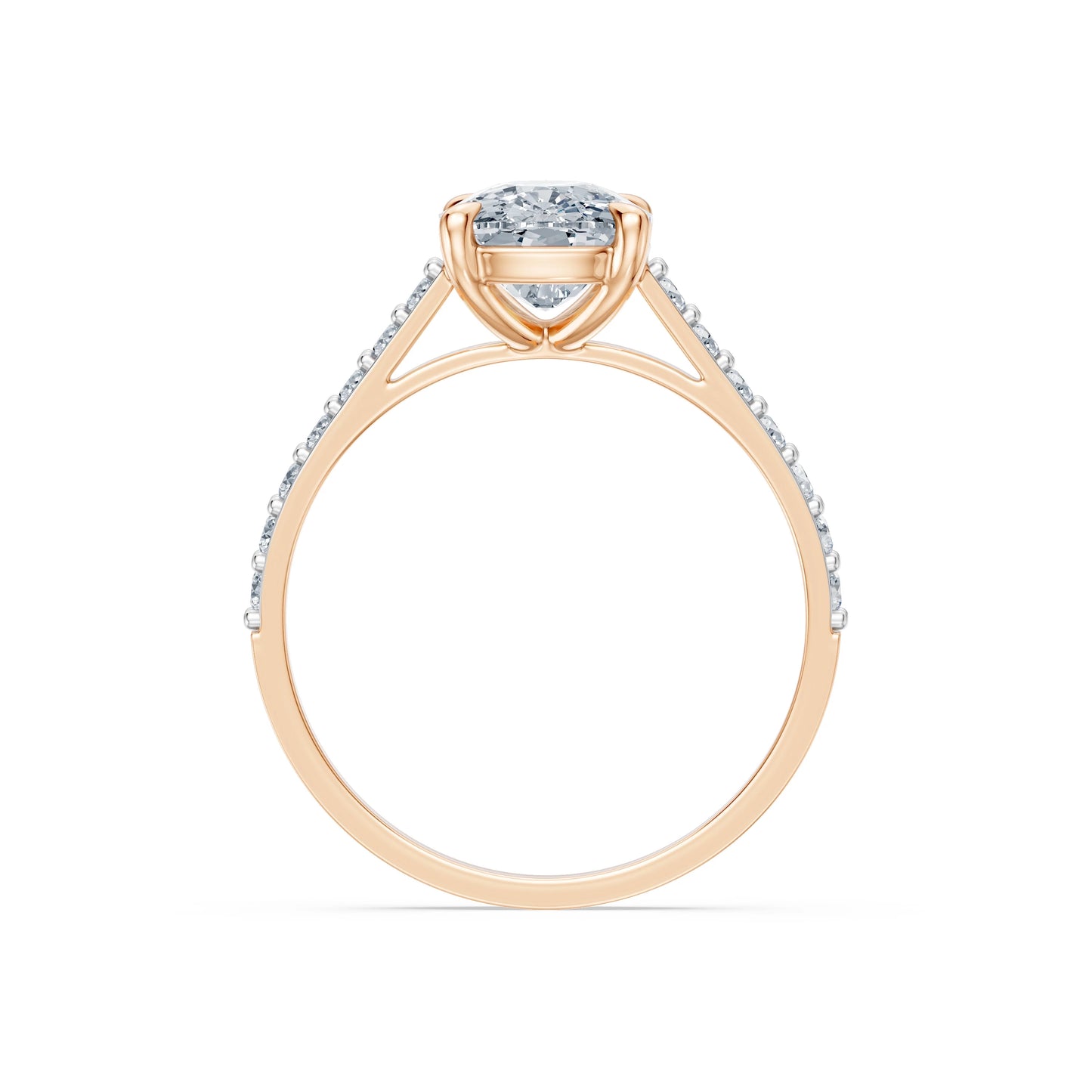 Cushion Lab Grown Diamond Slim Pave Eternity Ring 2.0ct by Qutahia Jewellery