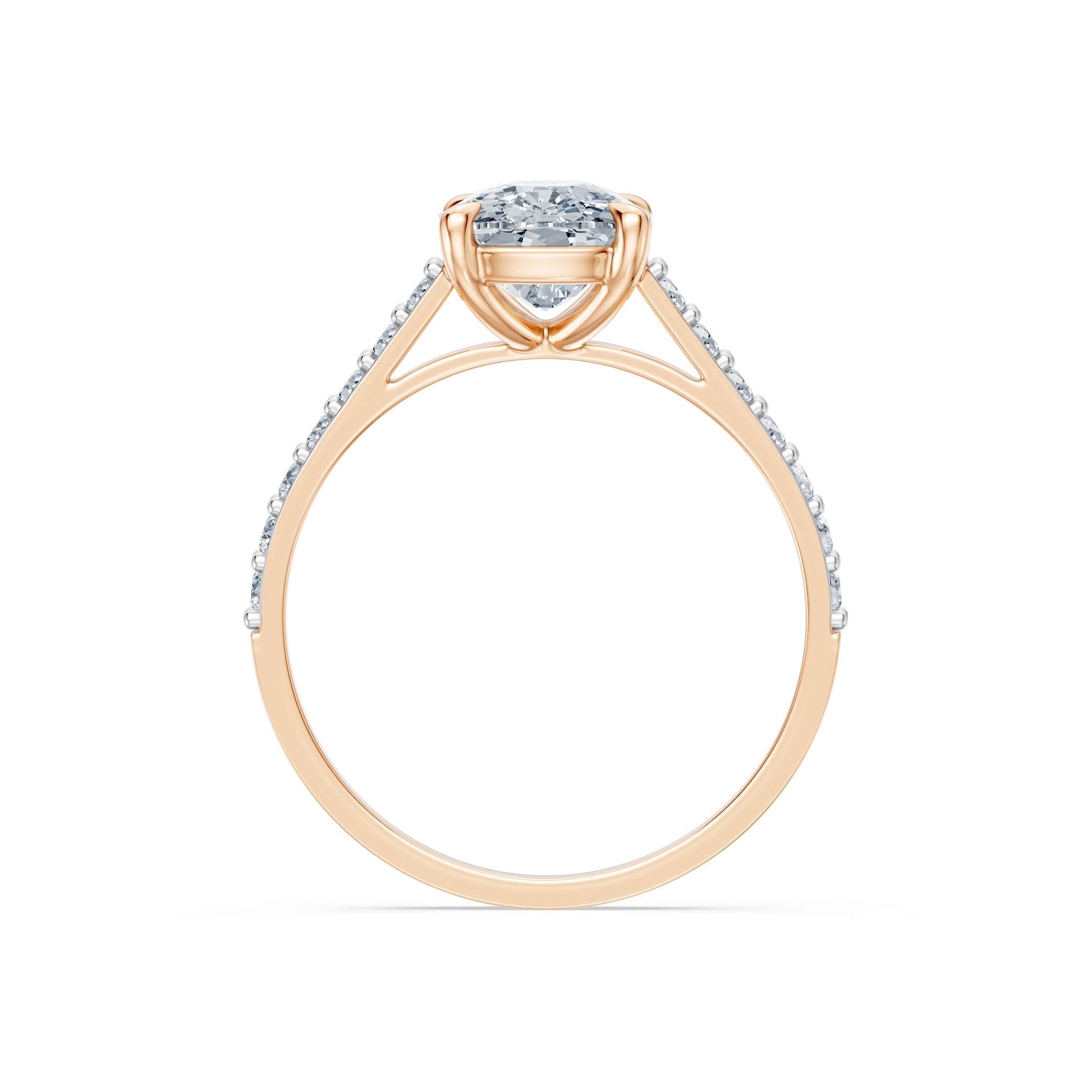 Cushion Lab Grown Diamond Slim Pave Eternity Ring 2.0ct by Qutahia Jewellery