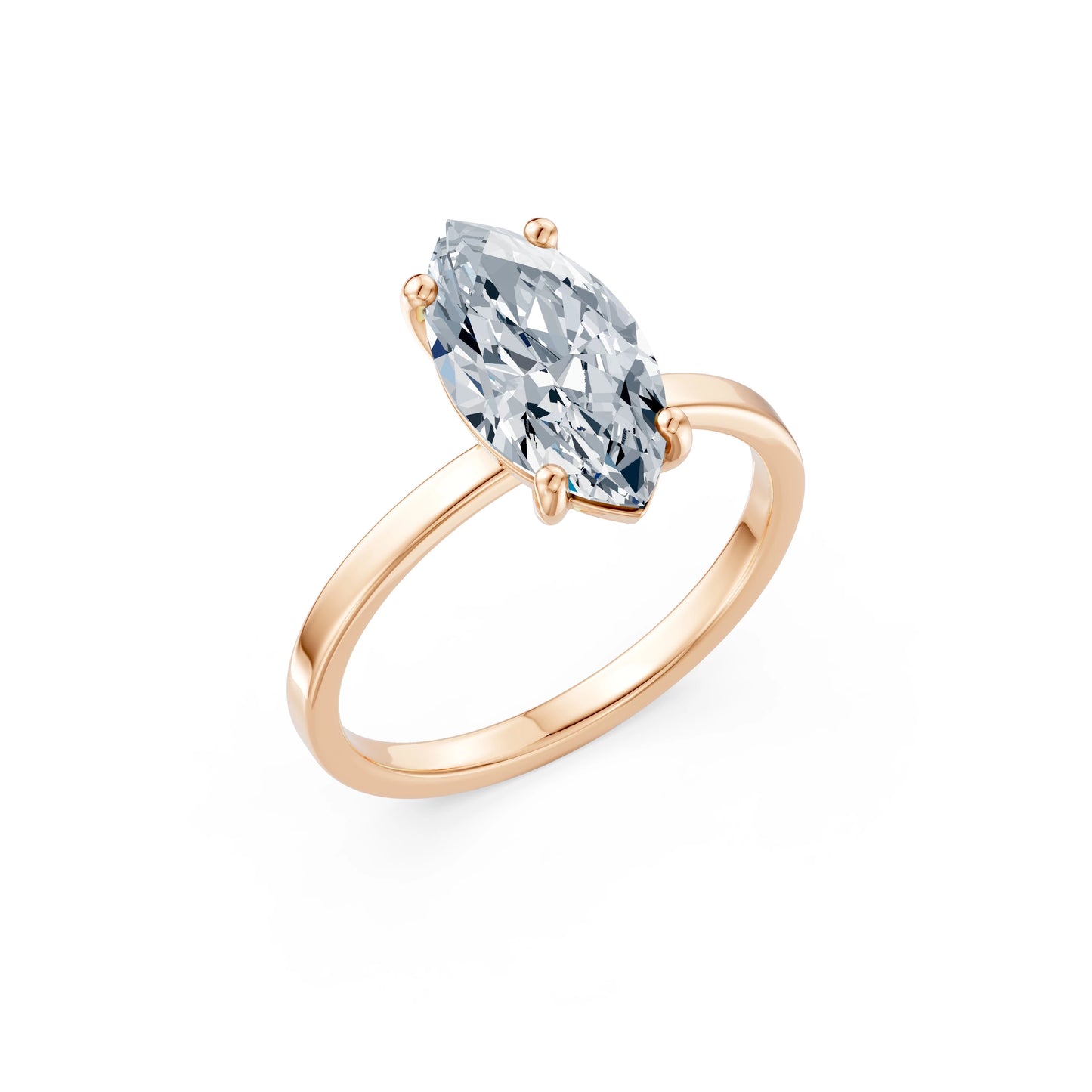Marquise Lab Grown Diamond Solitaire Engagement Ring 2.0ct by Qutahia Jewellery
