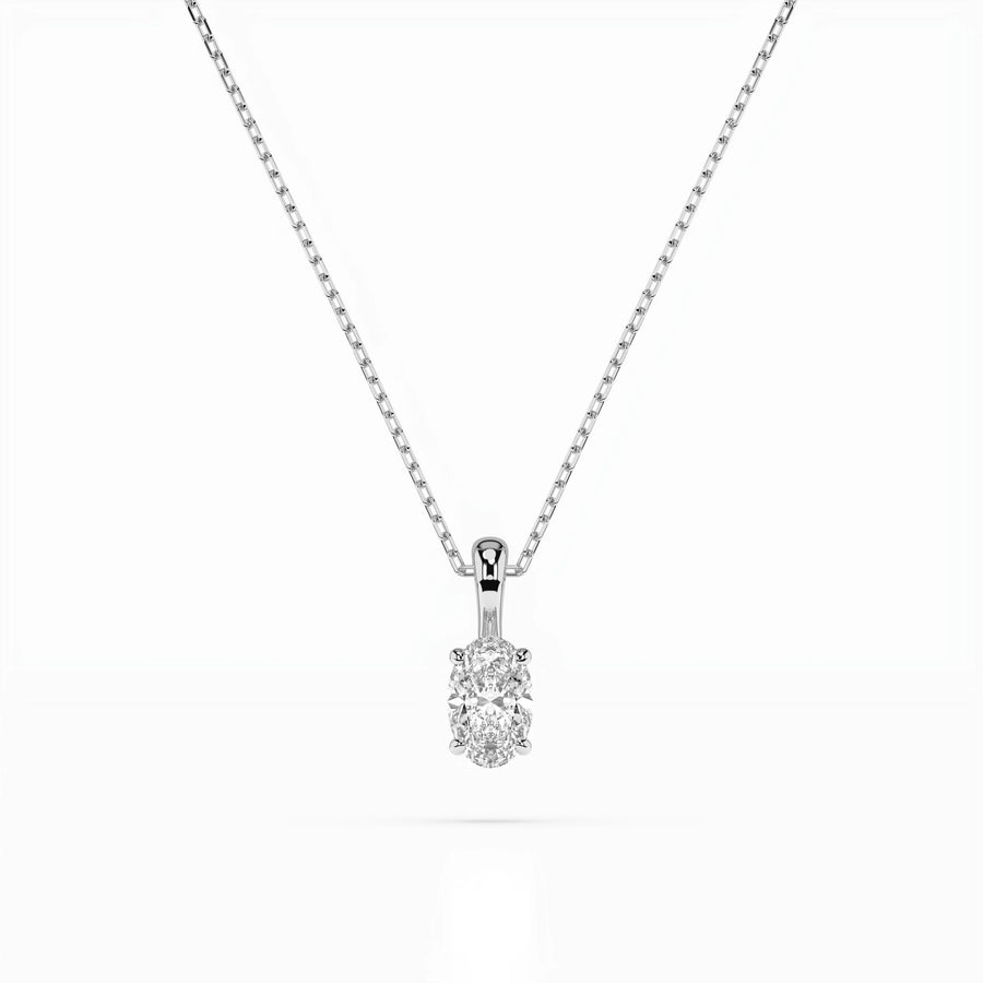 Diamond Pendant Necklace Oval 0.3ct by Qutahia Jewellery