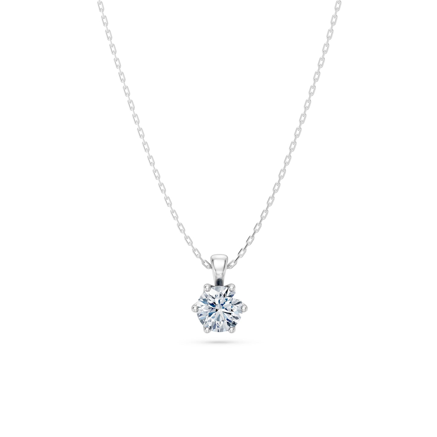 Round Brilliant Diamond Classic Solitaire Necklace 0.7ct by Qutahia Jewellery