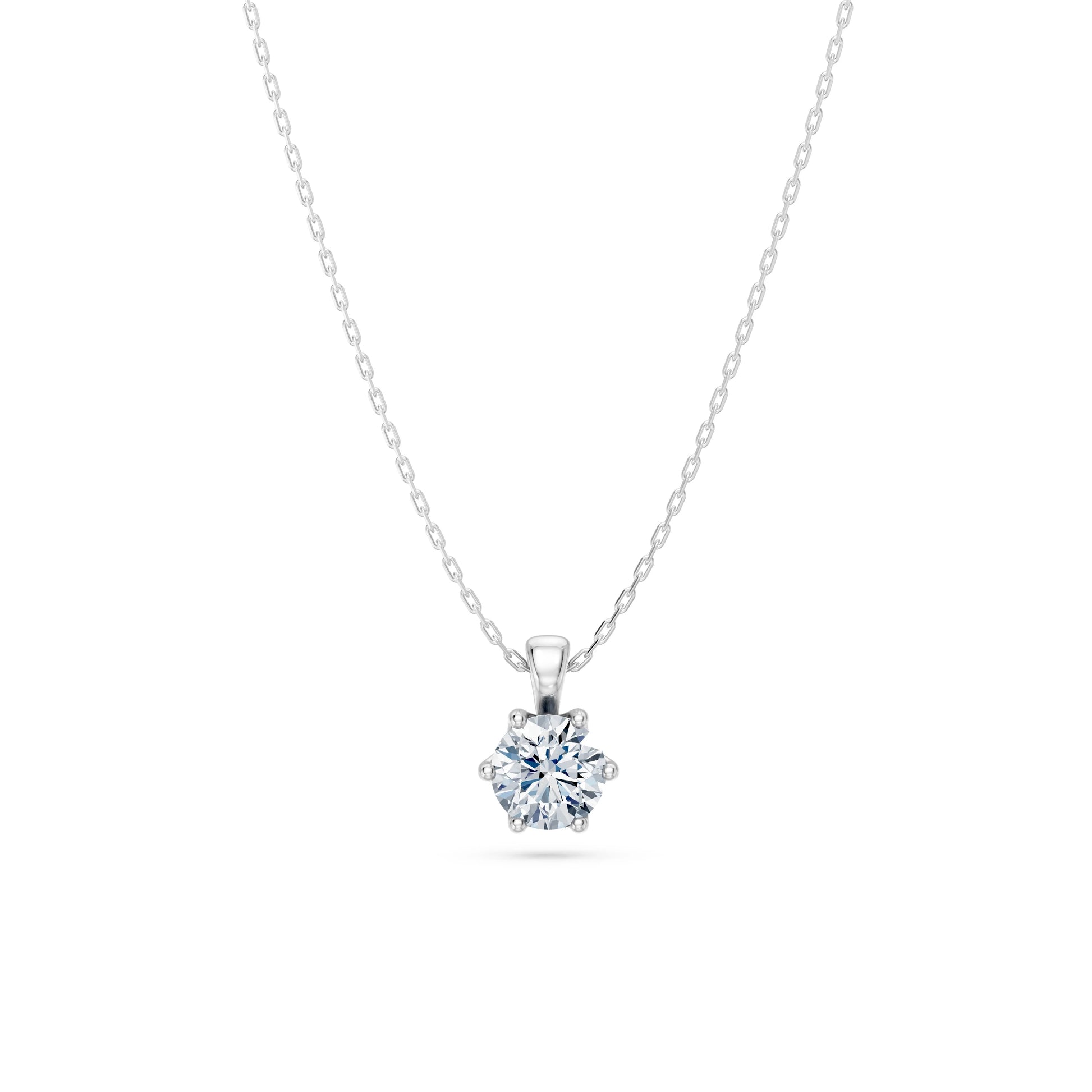 Round Brilliant Diamond Classic Solitaire Necklace 0.7ct by Qutahia Jewellery