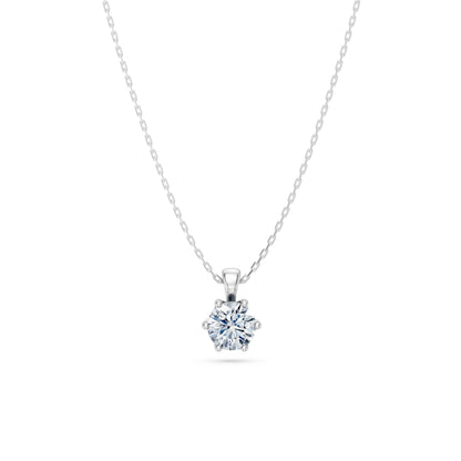 Round Brilliant Diamond Classic Solitaire Necklace 0.7ct by Qutahia Jewellery