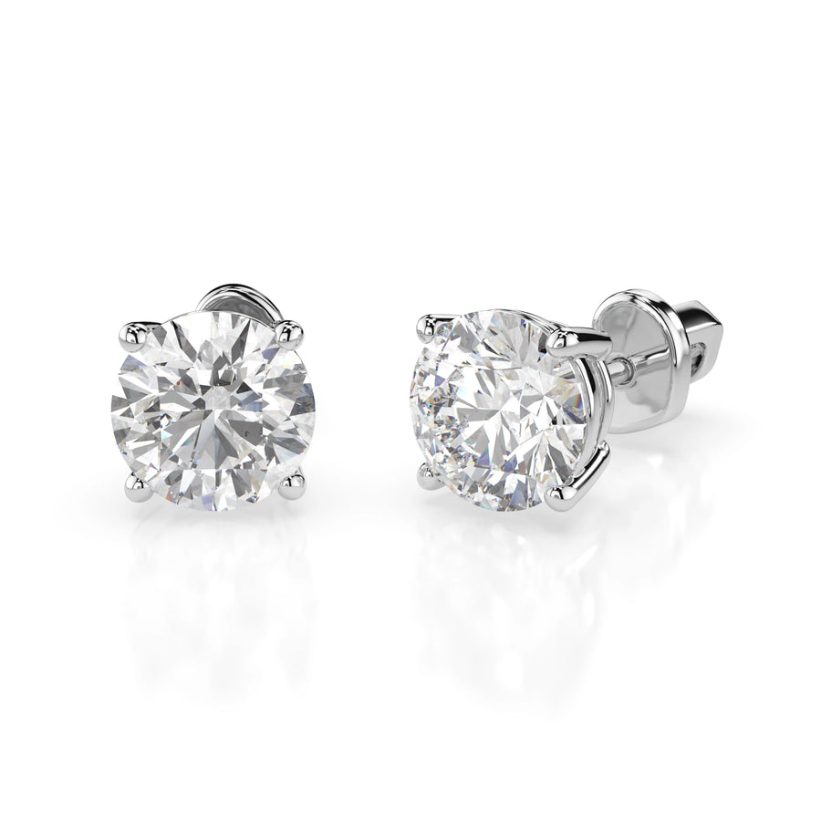 Diamond Stud Earrings Round 2.0ct by Qutahia Jewellery