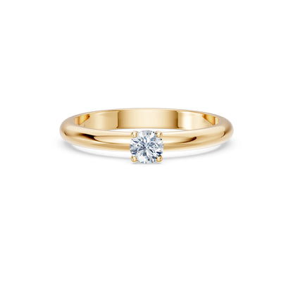 Round Brilliant Diamond Slim Solitaire Engagement Ring 0.2ct by Qutahia Jewellery