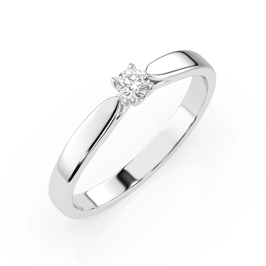 Solitaire Diamond Ring Round 0.08ct by Qutahia Jewellery