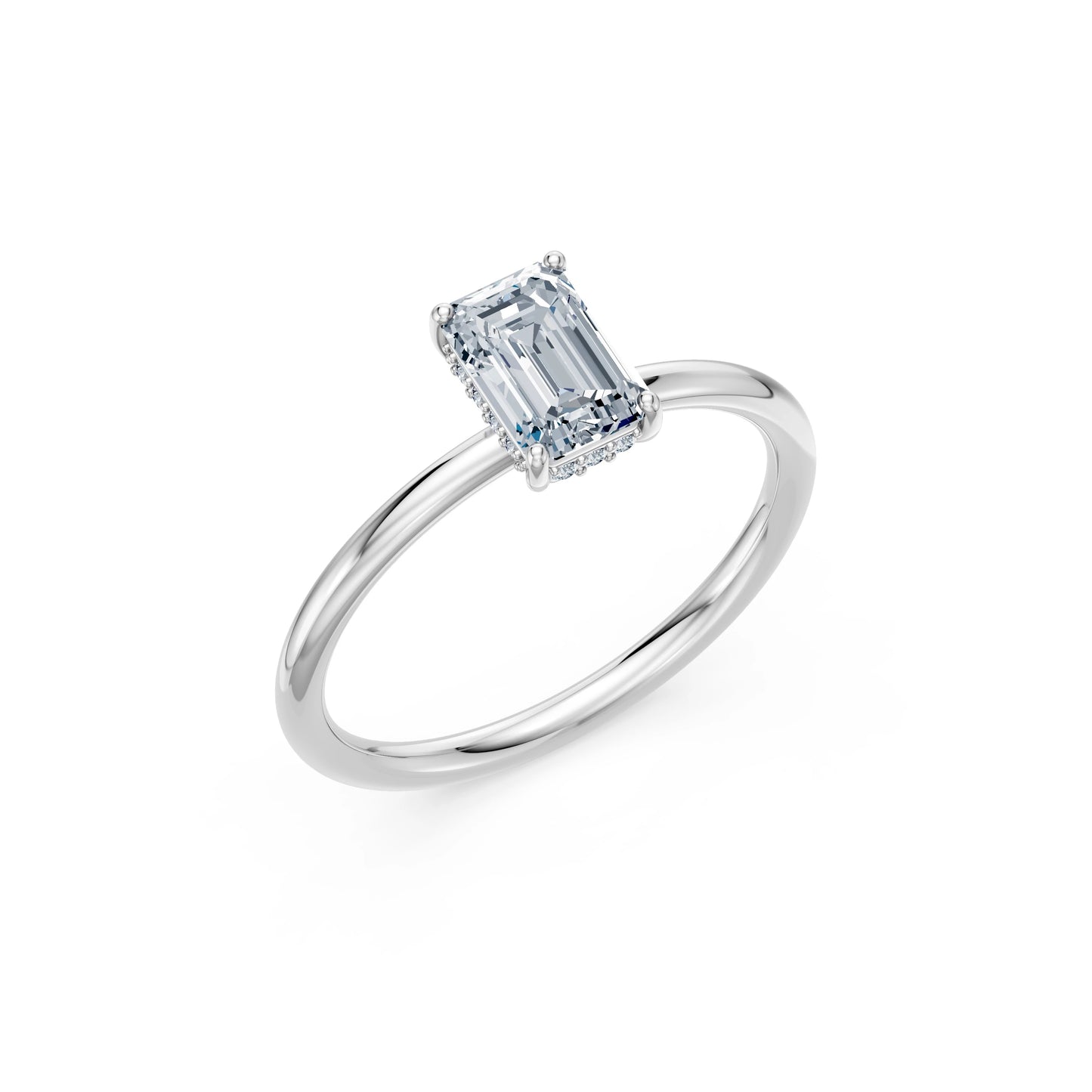 Emerald Lab Grown Diamond Micro Pave Engagement Ring 1.0ct by Qutahia Jewellery
