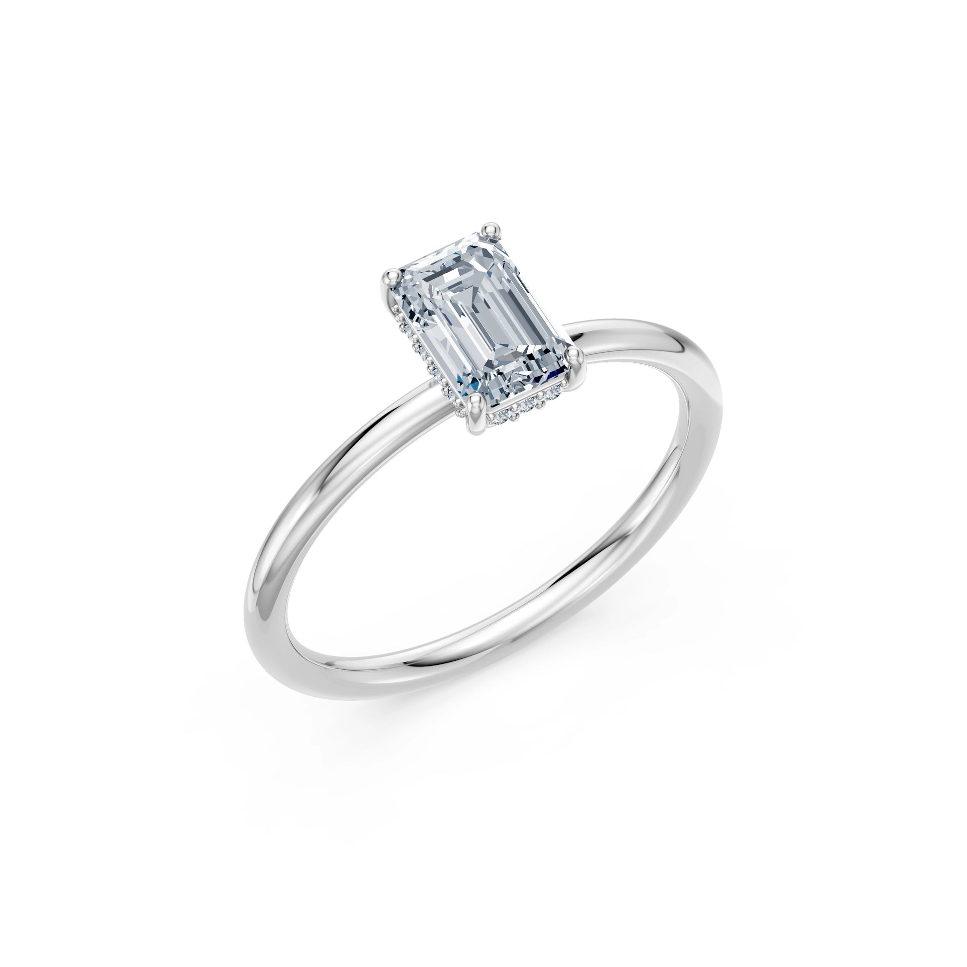 Emerald Lab Grown Diamond Micro Pave Engagement Ring 1.0ct by Qutahia Jewellery