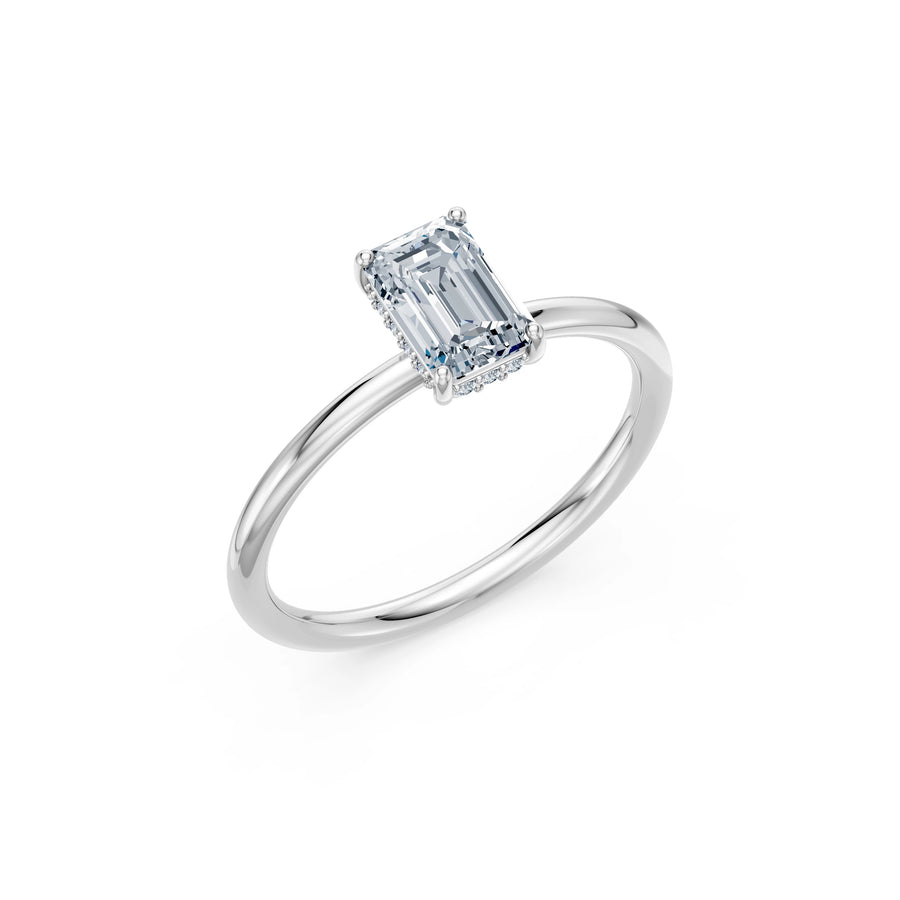Emerald Lab Grown Diamond Micro Pave Engagement Ring 1.0ct by Qutahia Jewellery