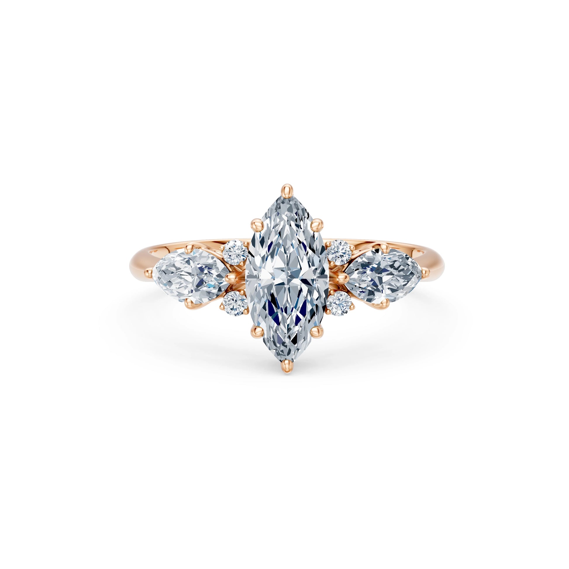 Marquise Lab Grown Diamond Side Stone Eternity Ring 1.0ct by Qutahia Jewellery