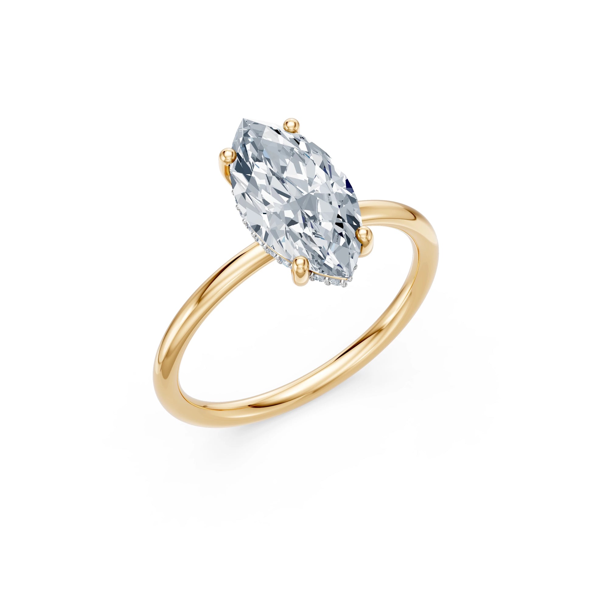 Marquise Lab Grown Diamond Micro Pave Engagement Ring 2.0ct by Qutahia Jewellery