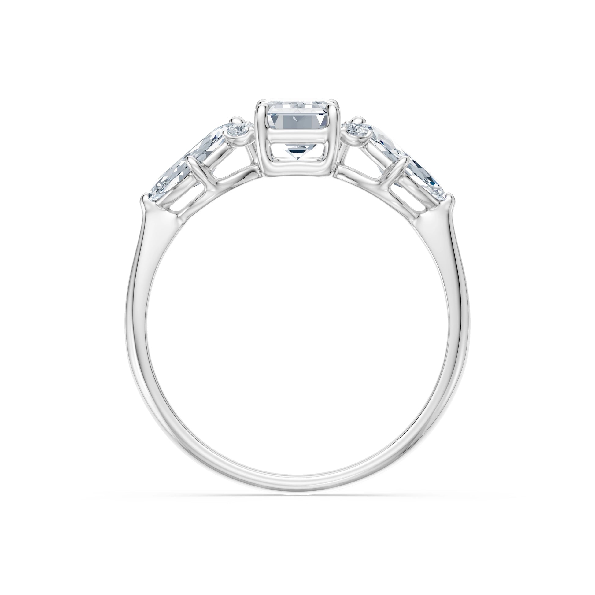 Emerald Lab Grown Diamond Side Stone Eternity Ring 1.0ct by Qutahia Jewellery