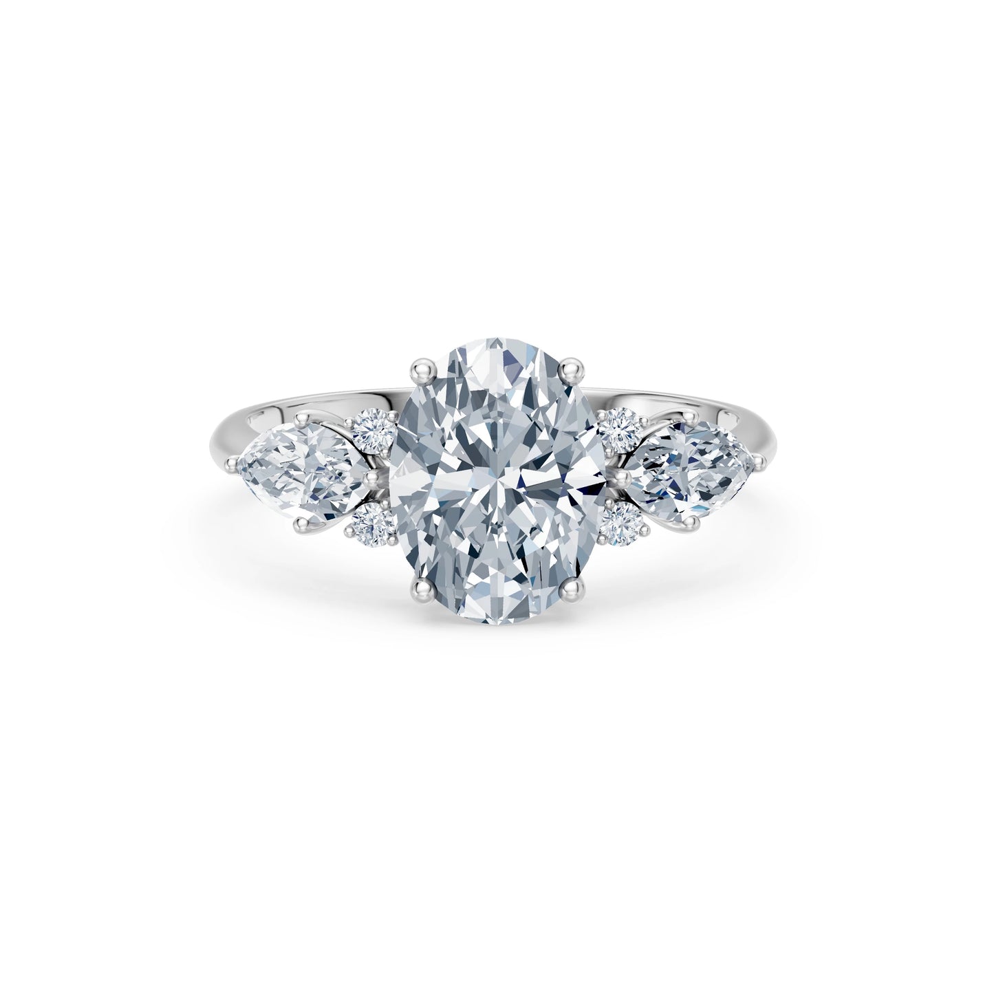 Oval Lab Grown Diamond Side Stone Eternity Ring 2.0ct by Qutahia Jewellery