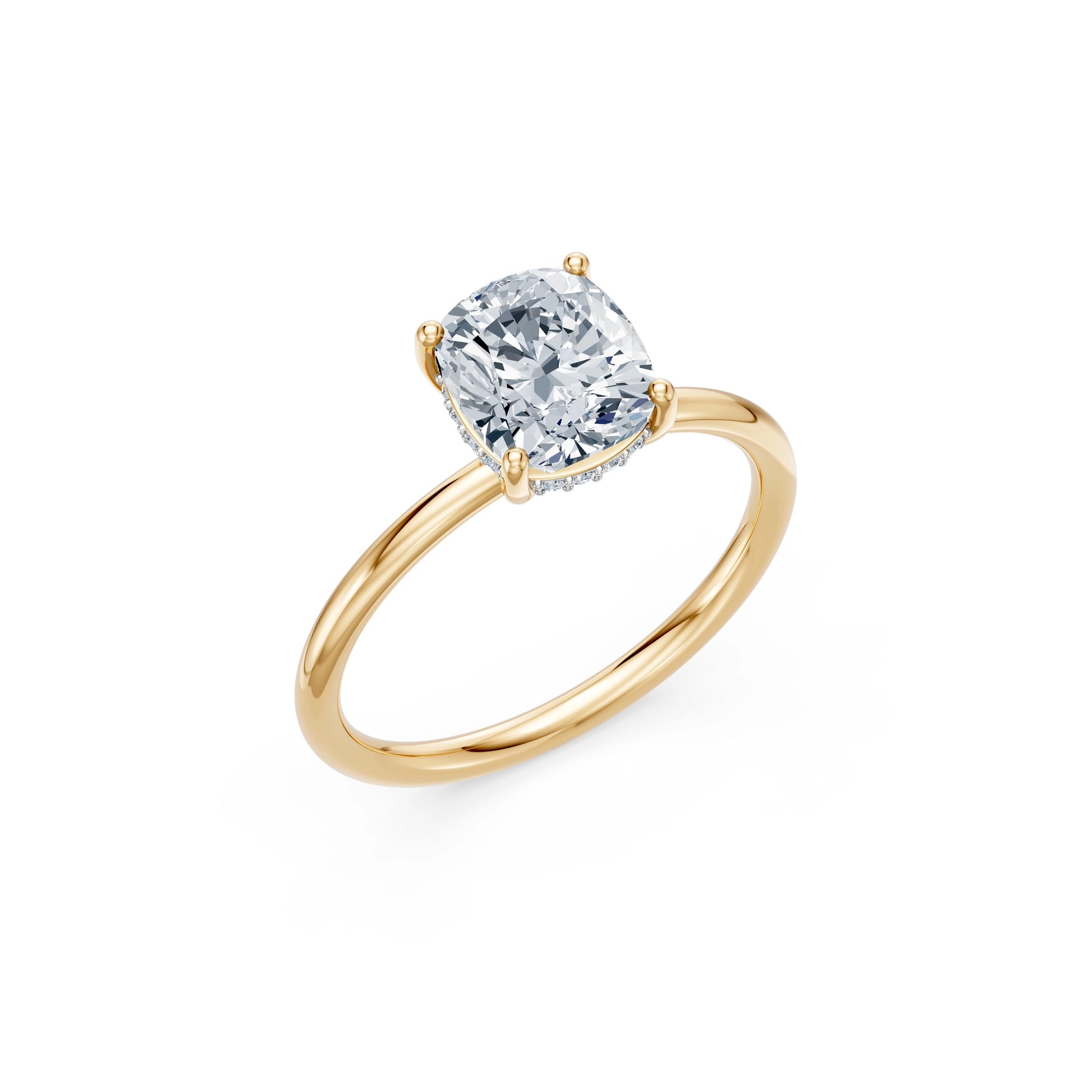 Cushion Lab Grown Diamond Micro Pave Engagement Ring 2.0ct by Qutahia Jewellery
