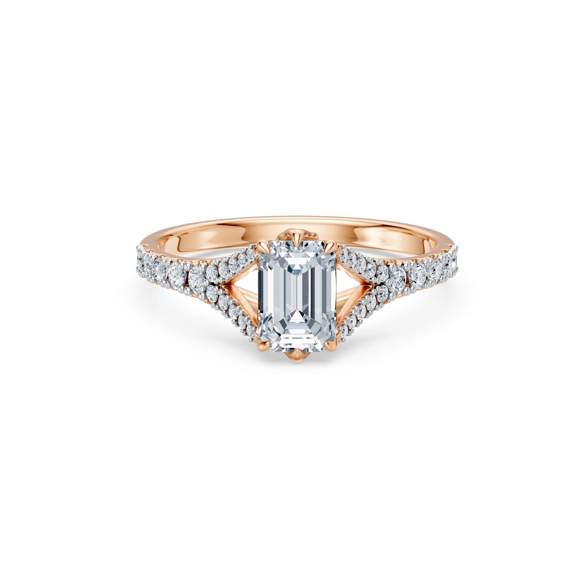 Emerald Lab Grown Diamond Micro Pave Eternity Ring 1.5ct by Qutahia Jewellery