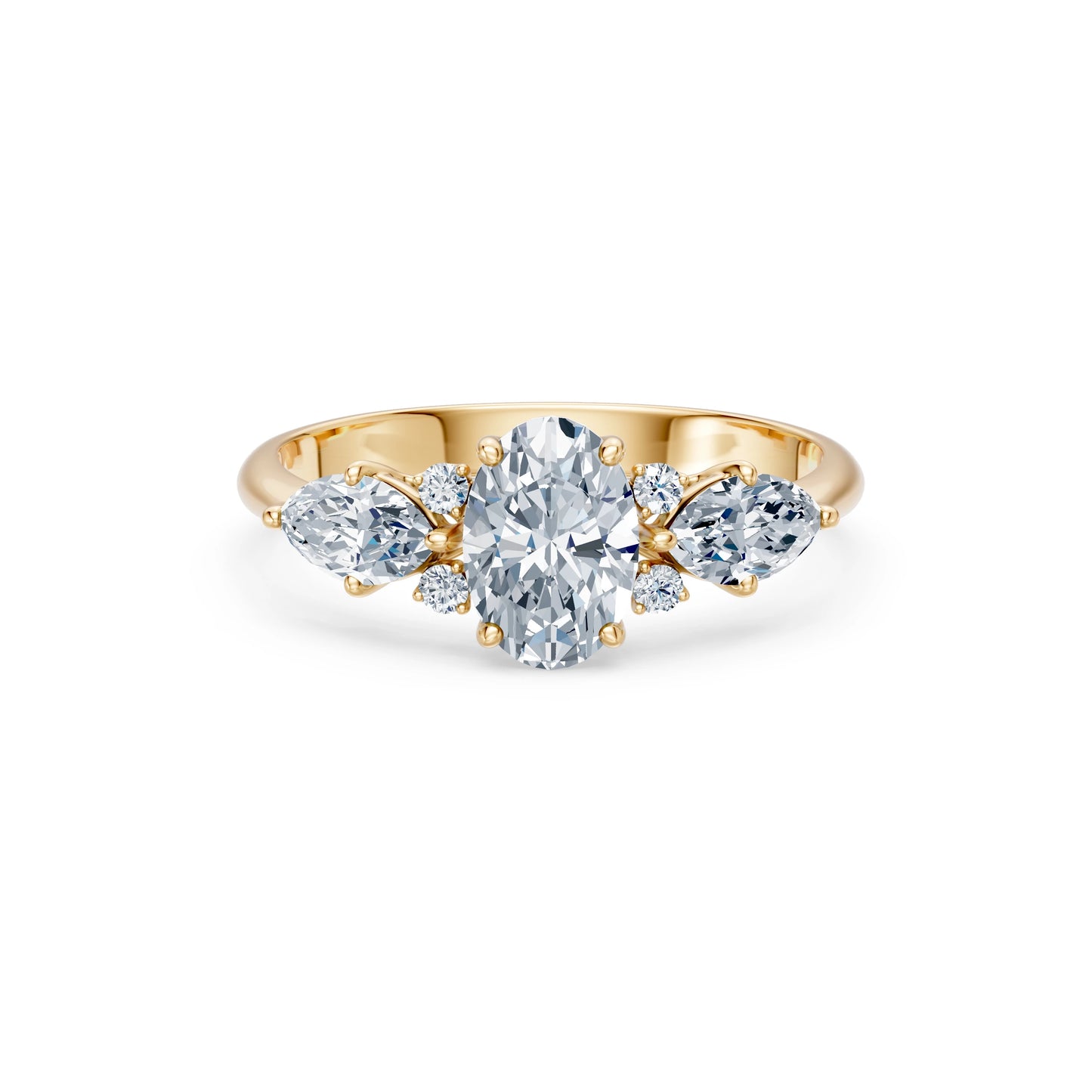 Oval Lab Grown Diamond Side Stone Eternity Ring 1.0ct by Qutahia Jewellery