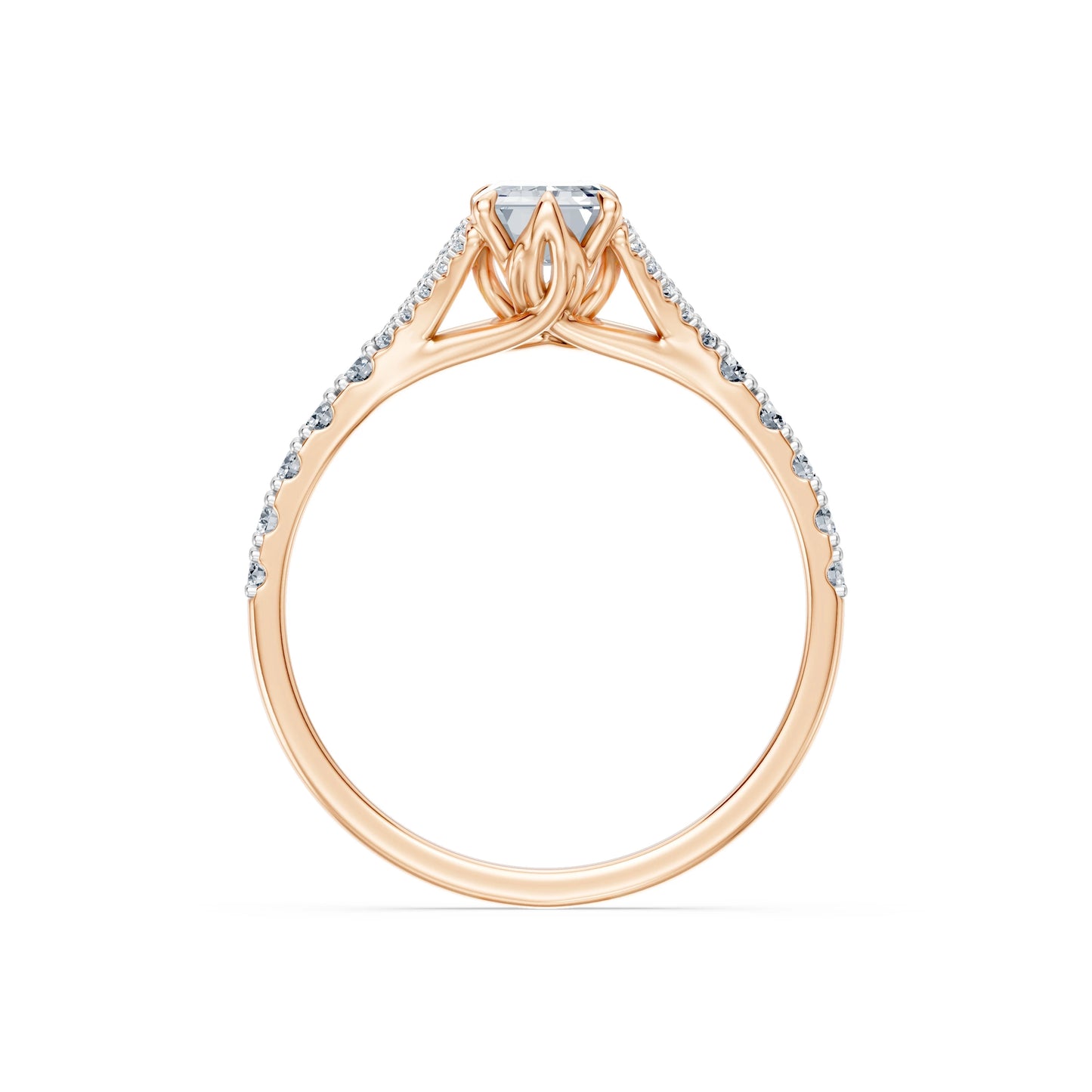 Emerald Lab Grown Diamond Micro Pave Eternity Ring 1.5ct by Qutahia Jewellery