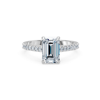 Emerald Lab Grown Diamond Slim Pave Eternity Ring 2.0ct by Qutahia Jewellery