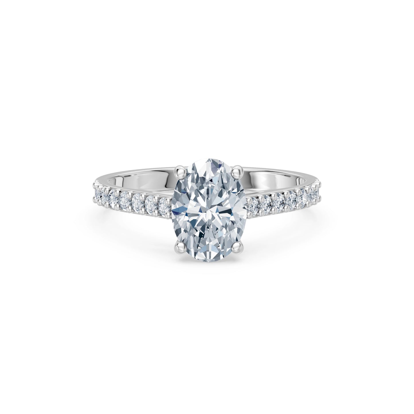 Oval Lab Grown Diamond Slim Pave Eternity Ring 1.5ct by Qutahia Jewellery