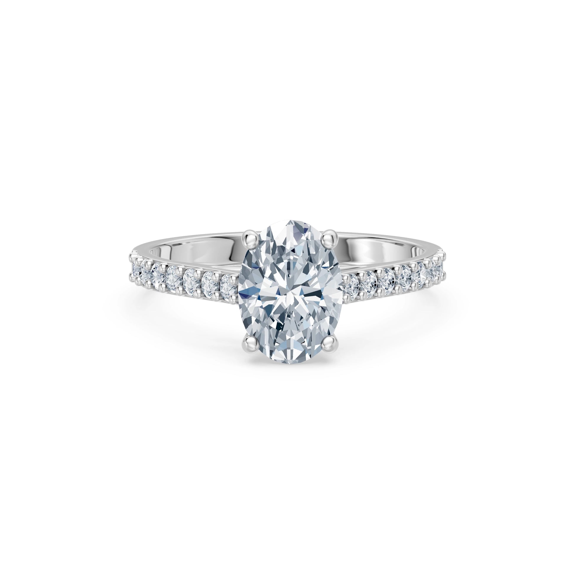 Oval Lab Grown Diamond Slim Pave Eternity Ring 1.5ct by Qutahia Jewellery