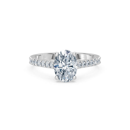 Oval Lab Grown Diamond Slim Pave Eternity Ring 1.5ct by Qutahia Jewellery