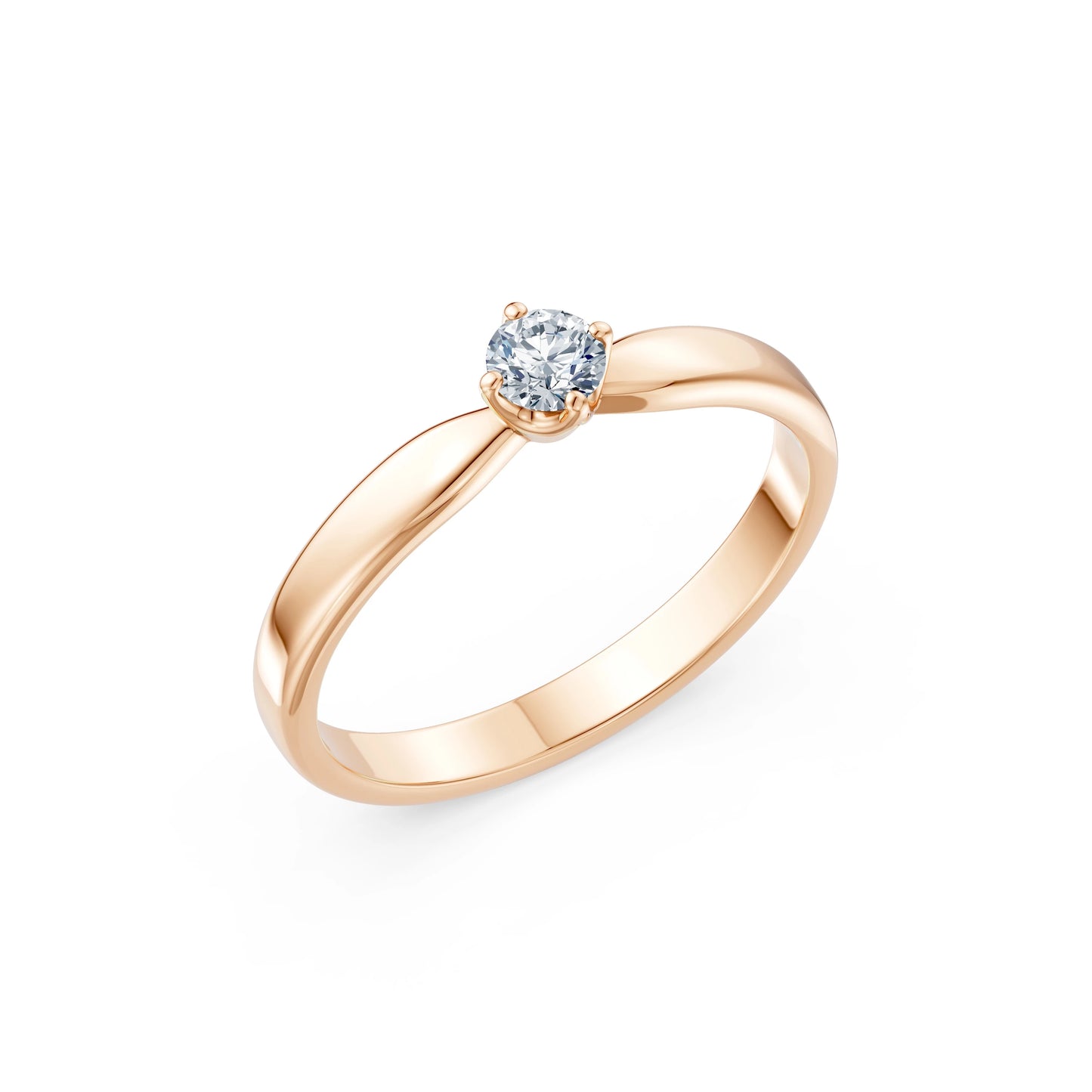 Round Brilliant Diamond Wide Solitaire Engagement Ring 0.2ct by Qutahia Jewellery